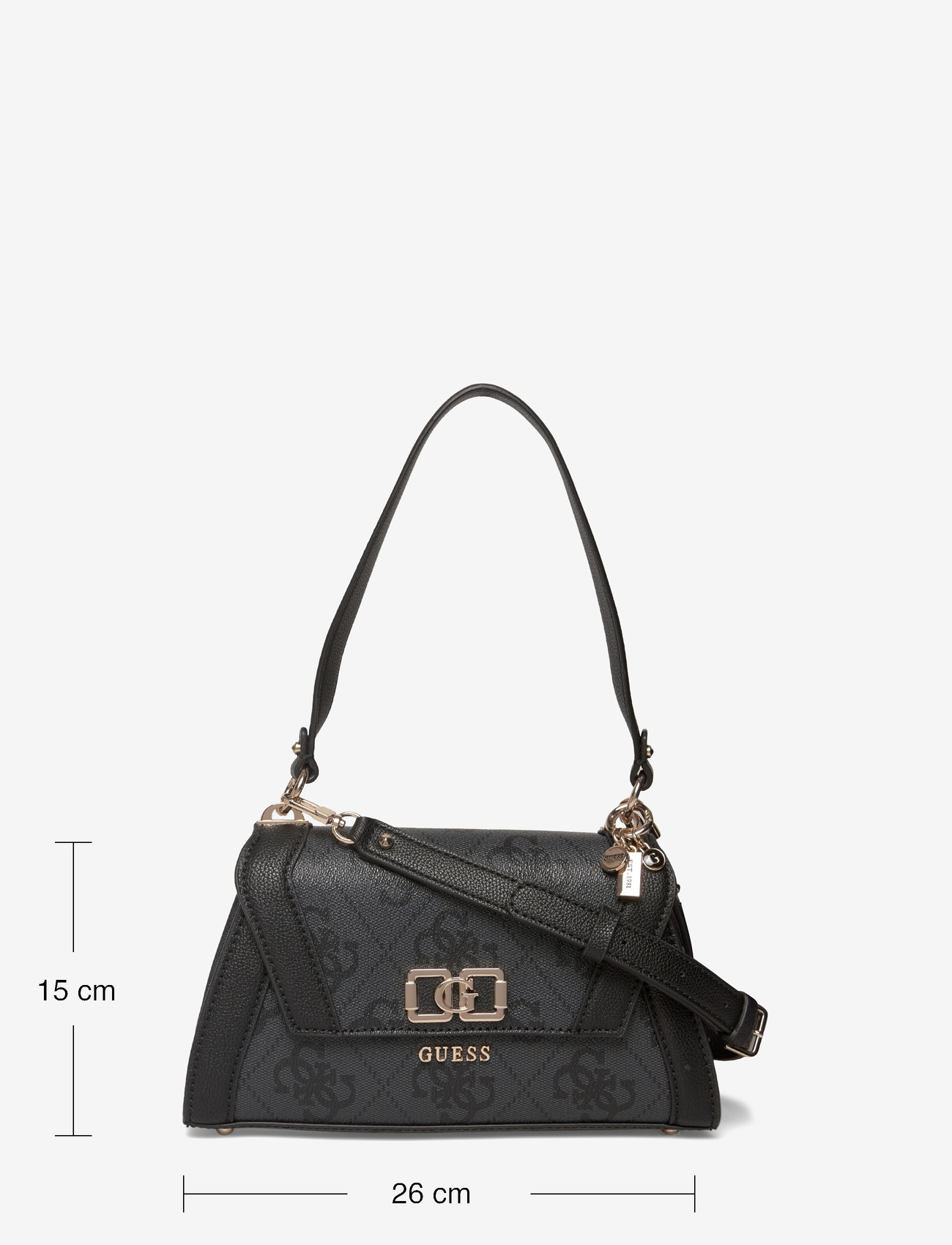 GUESS - KARNILLA LOGO FLAP SHLDR BAG - coal logo - 3