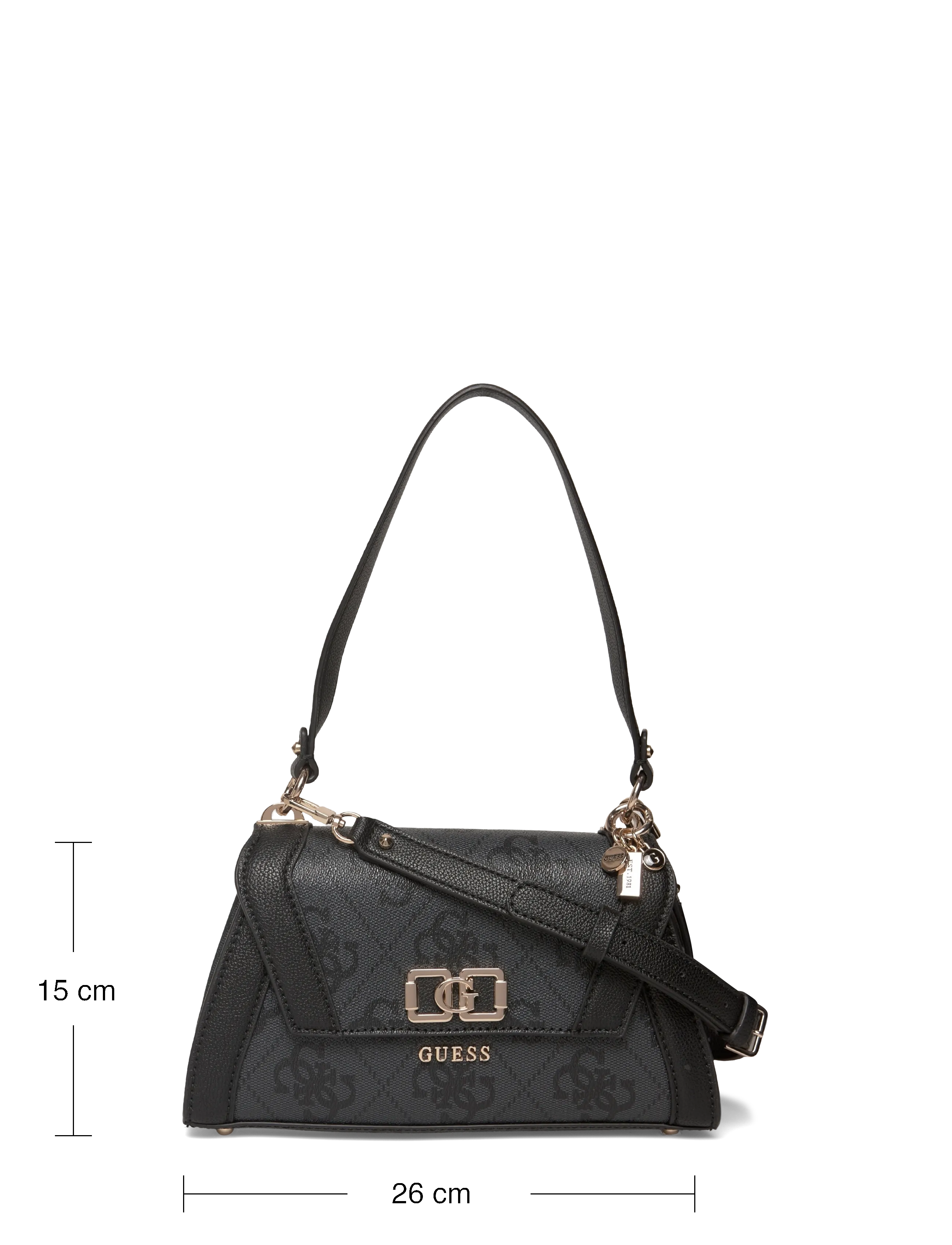 GUESS - KARNILLA LOGO FLAP SHLDR BAG - coal logo - 3
