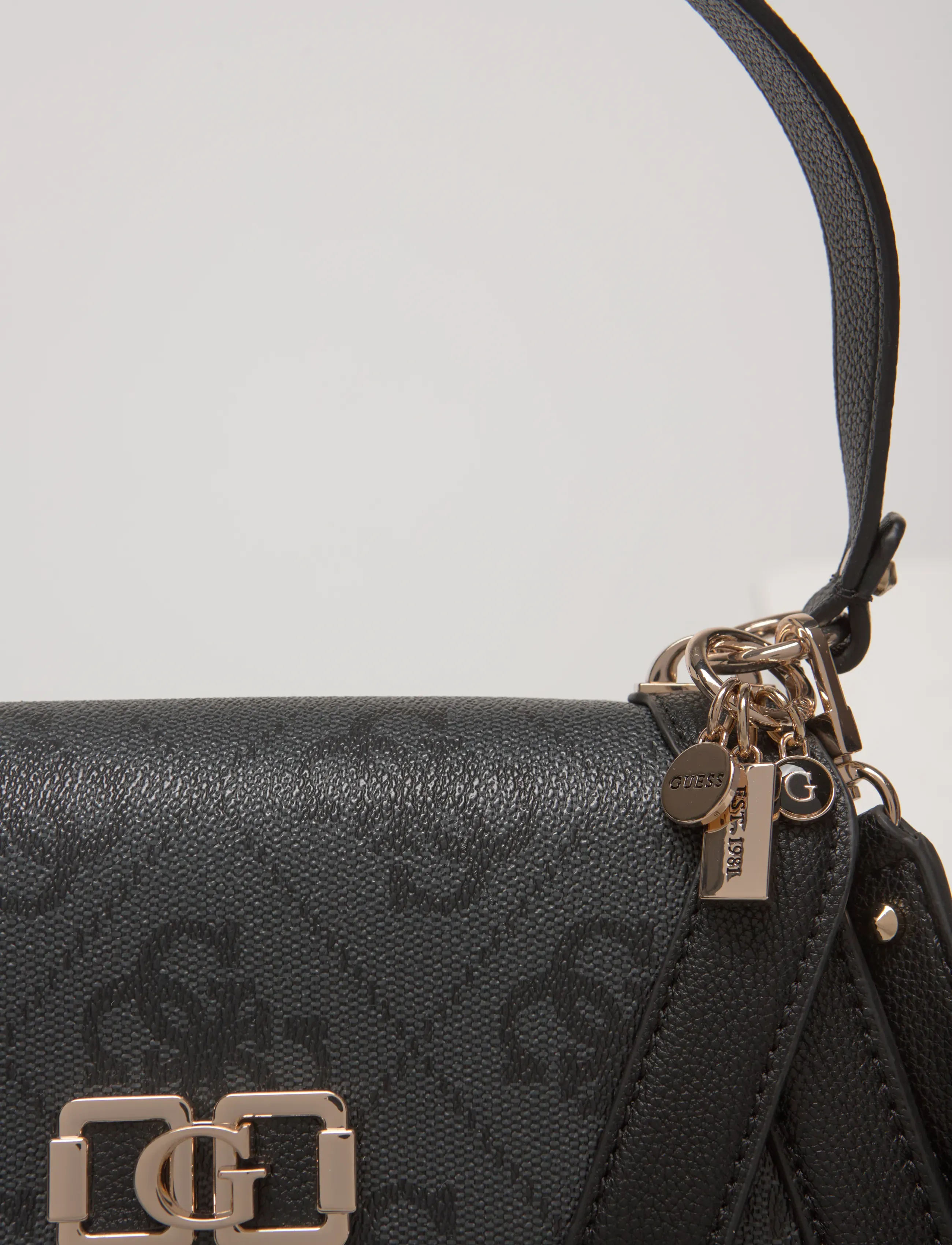GUESS - KARNILLA LOGO FLAP SHLDR BAG - coal logo - 4