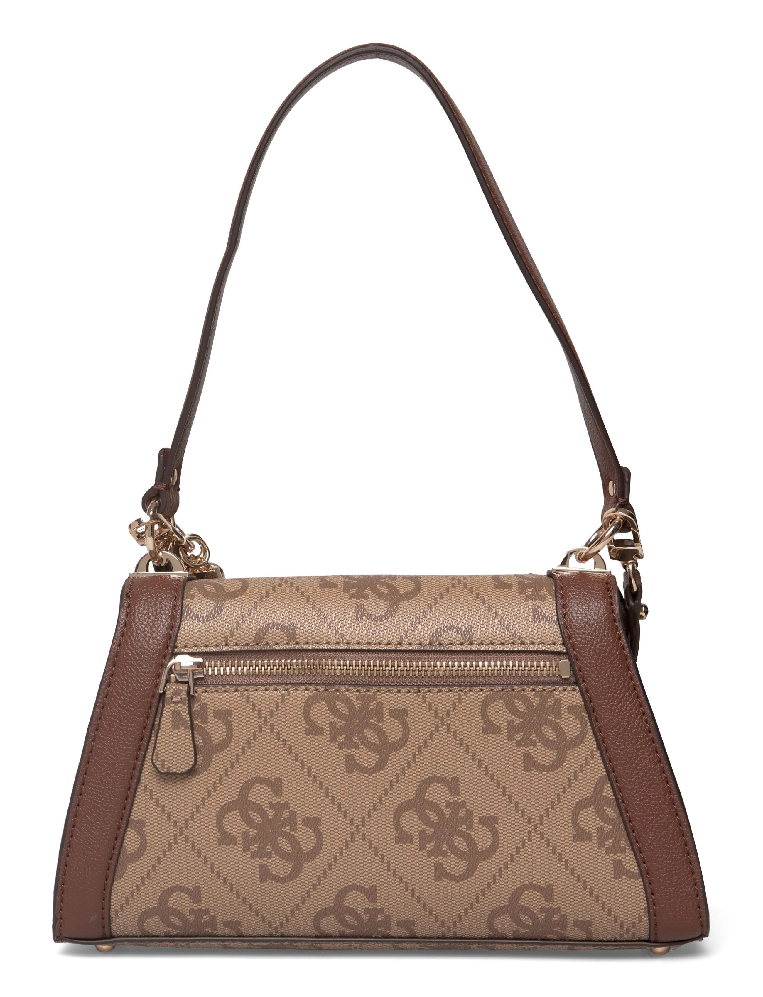 GUESS - KARNILLA LOGO FLAP SHLDR BAG - latte logo/brown - 1