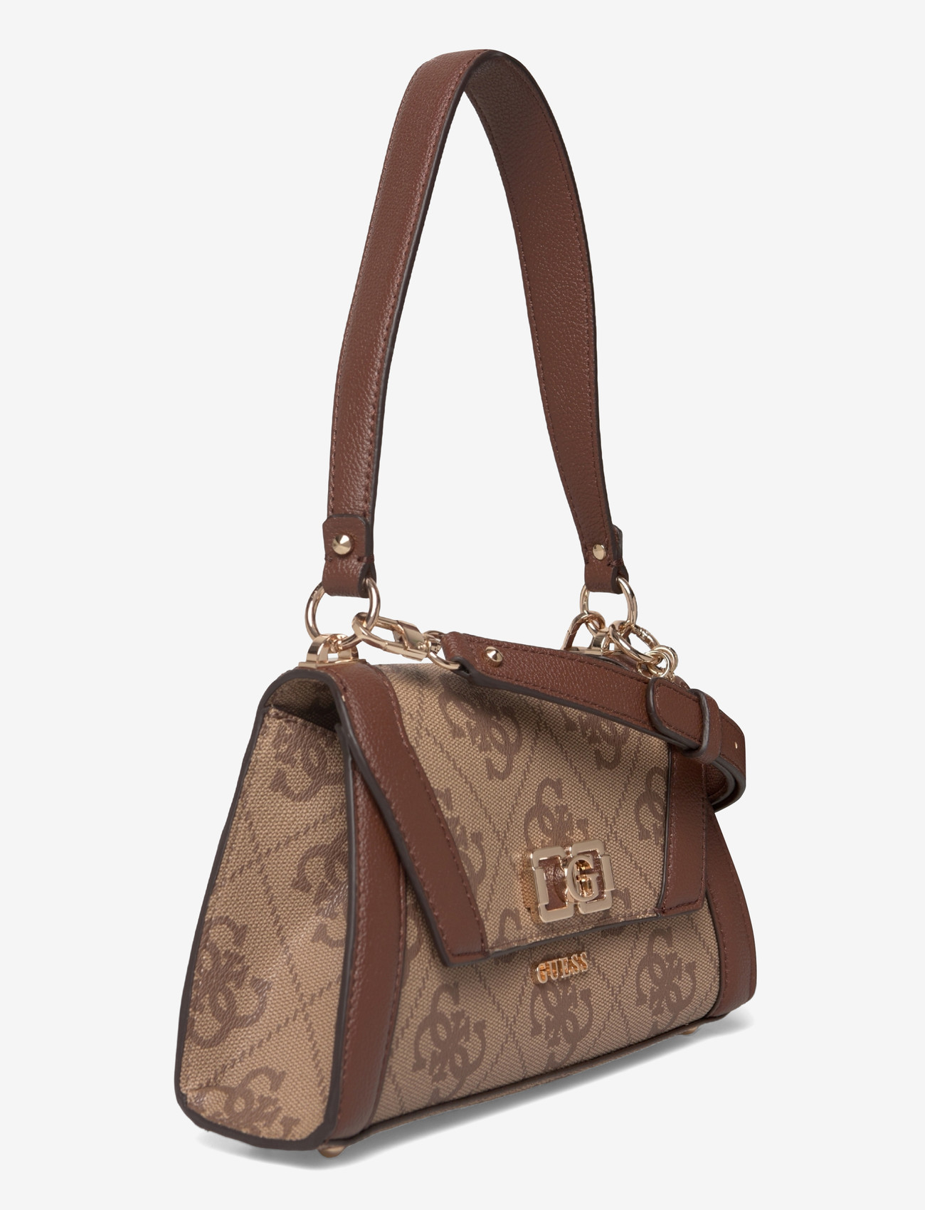 GUESS - KARNILLA LOGO FLAP SHLDR BAG - speciella tillfällen - latte logo/brown - 2