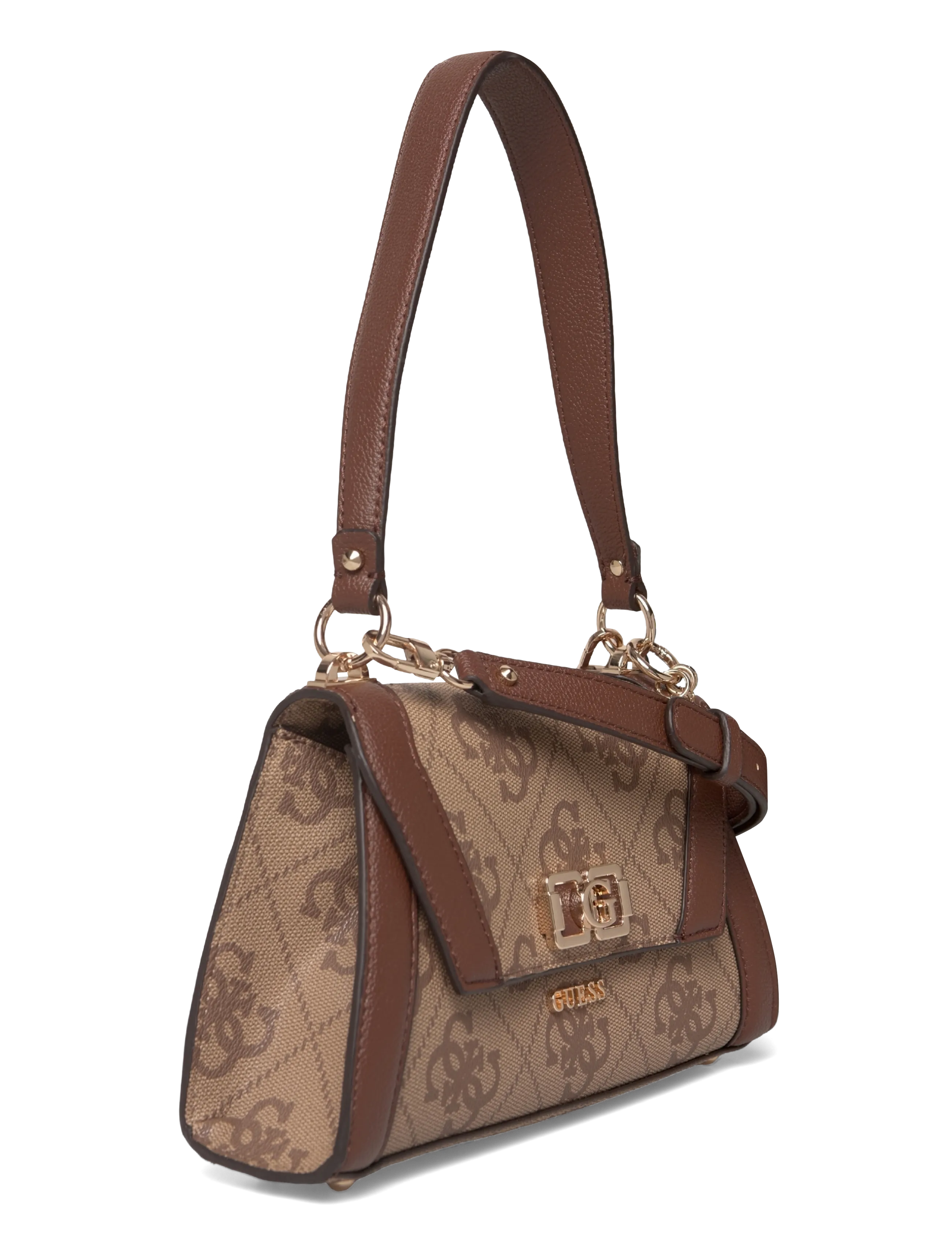GUESS - KARNILLA LOGO FLAP SHLDR BAG - latte logo/brown - 2