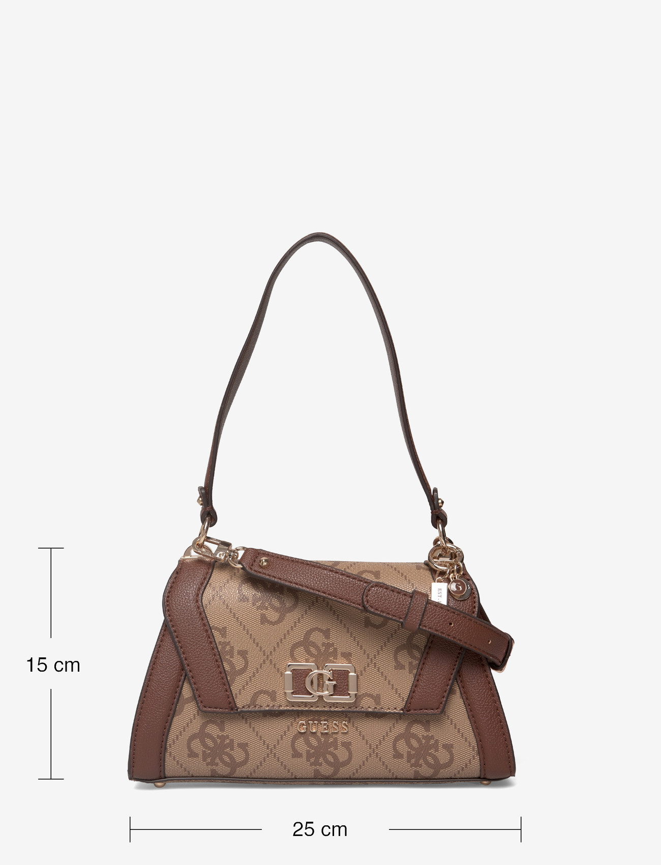 GUESS - KARNILLA LOGO FLAP SHLDR BAG - speciella tillfällen - latte logo/brown - 3