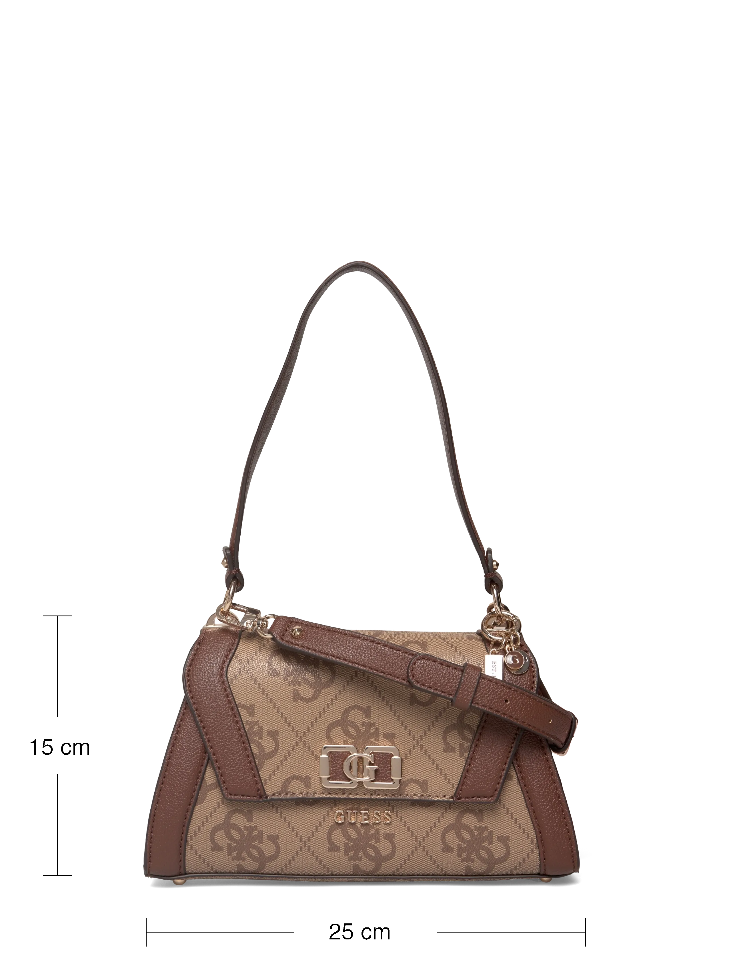 GUESS - KARNILLA LOGO FLAP SHLDR BAG - latte logo/brown - 3