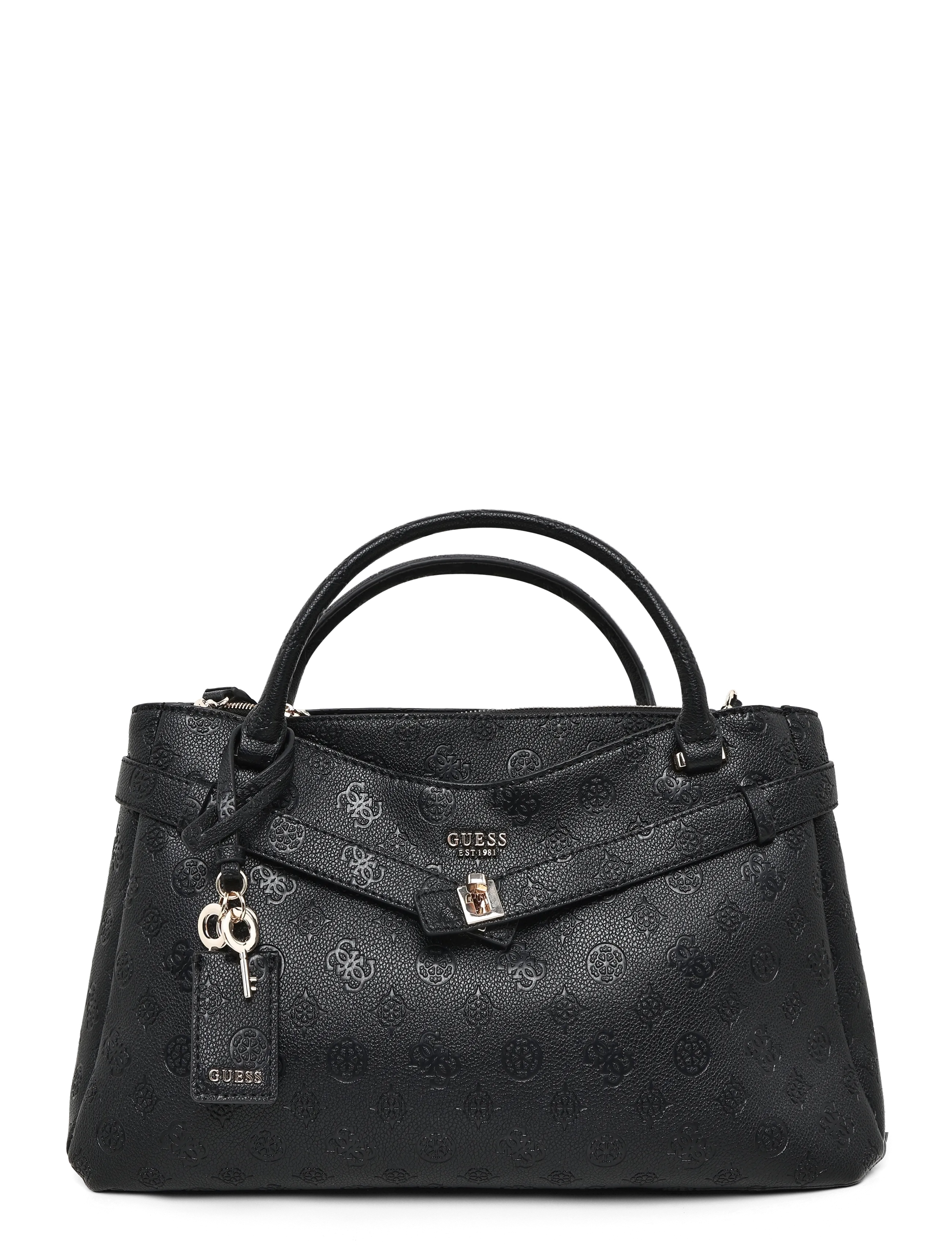 GUESS ELLA LOGO LRG GFRIEND SATCHEL - Kotid - BLACK LOGO / black