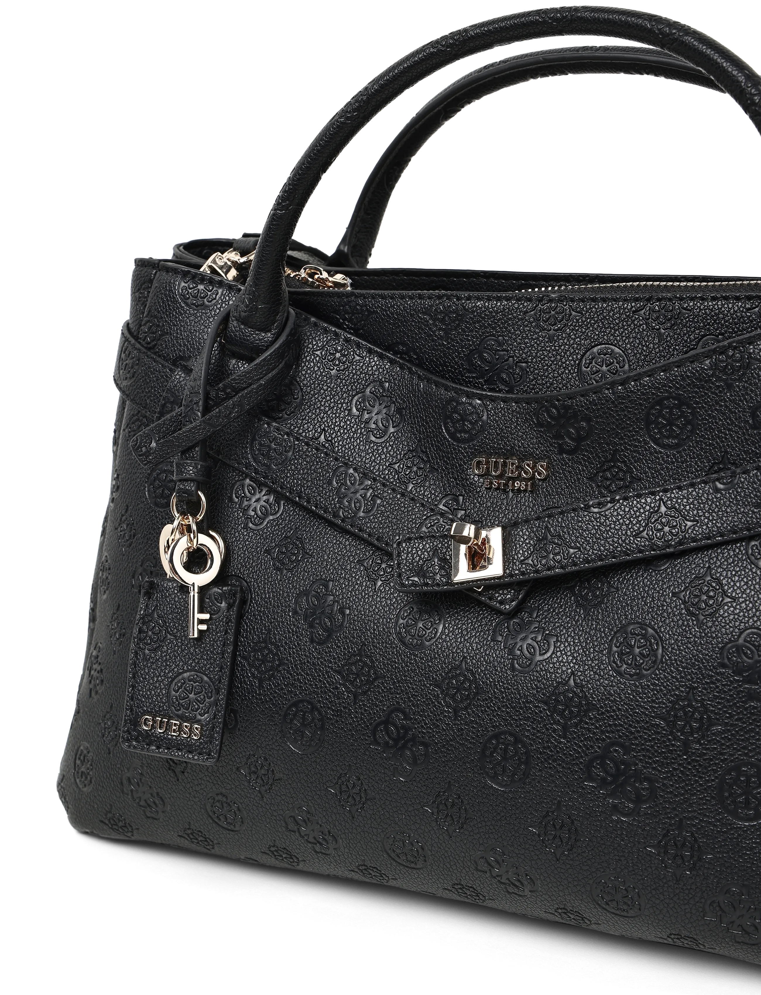GUESS - ELLA LOGO LRG GFRIEND SATCHEL - igapäevane stiil - black logo - 2