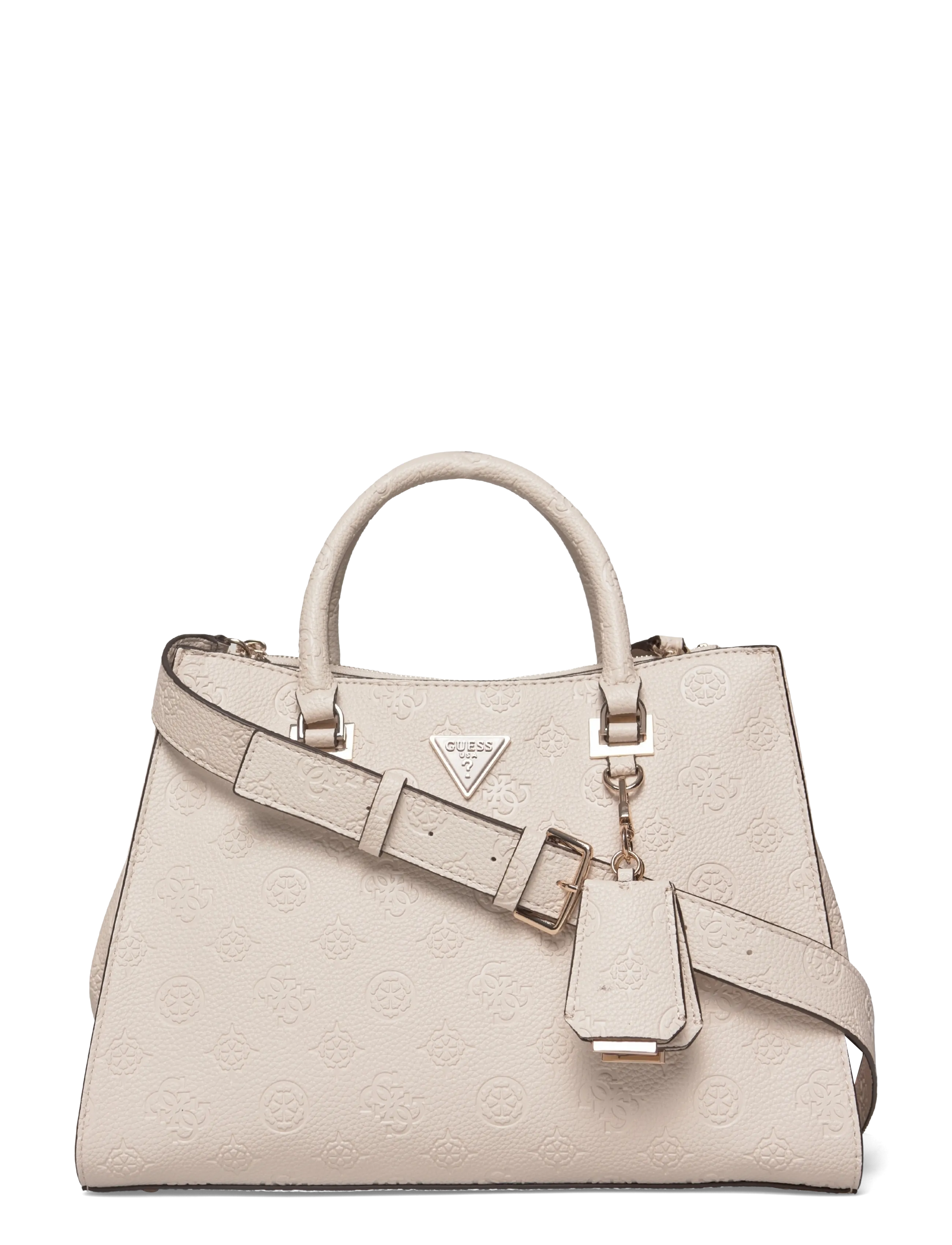 GUESS CRESIDIA II SOCIETY SATCHEL - Väskor - OFF WHITE LOGO / cream