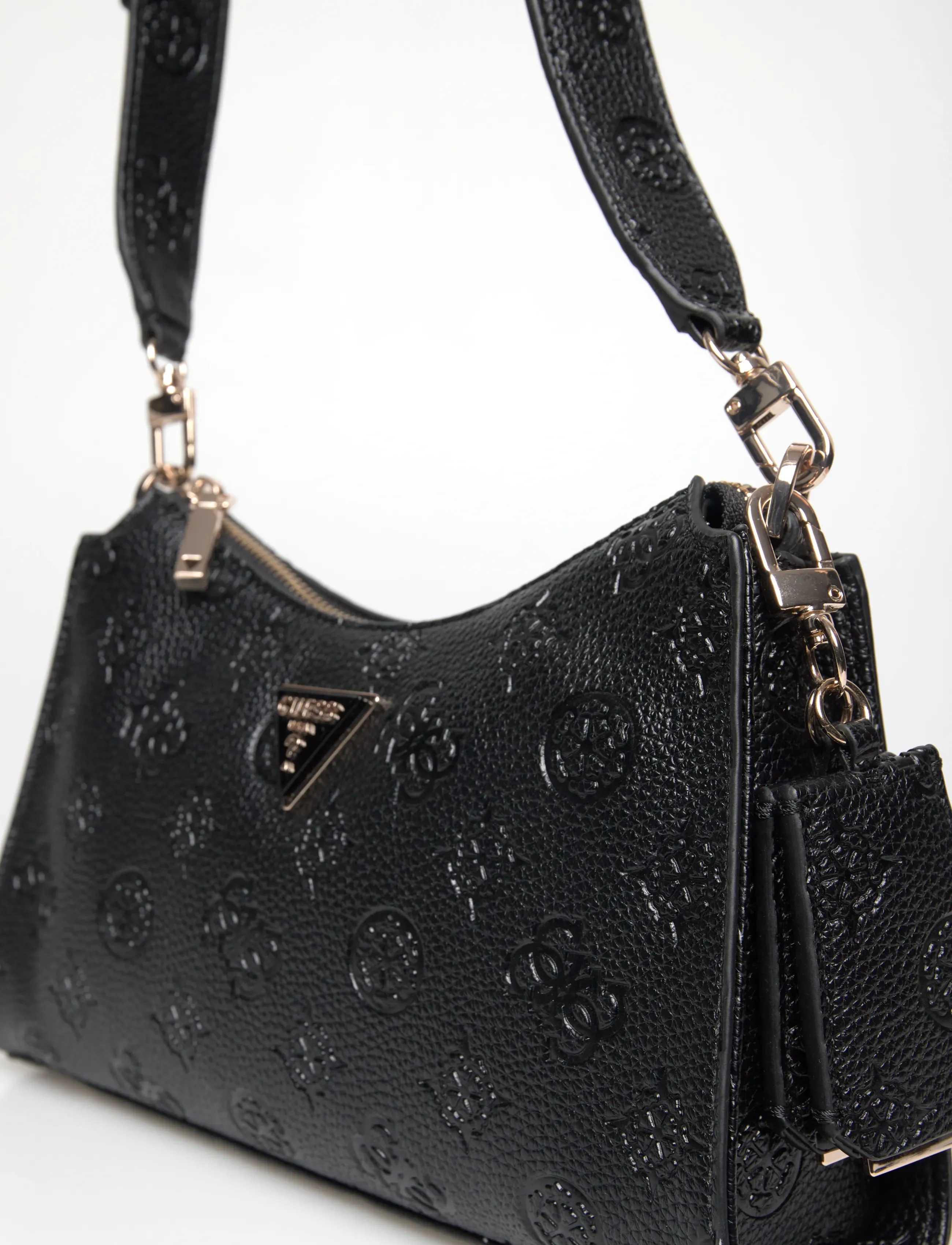 GUESS - CRESIDIA II TOP ZIP SHLDR BAG - schultertaschen - black logo - 4