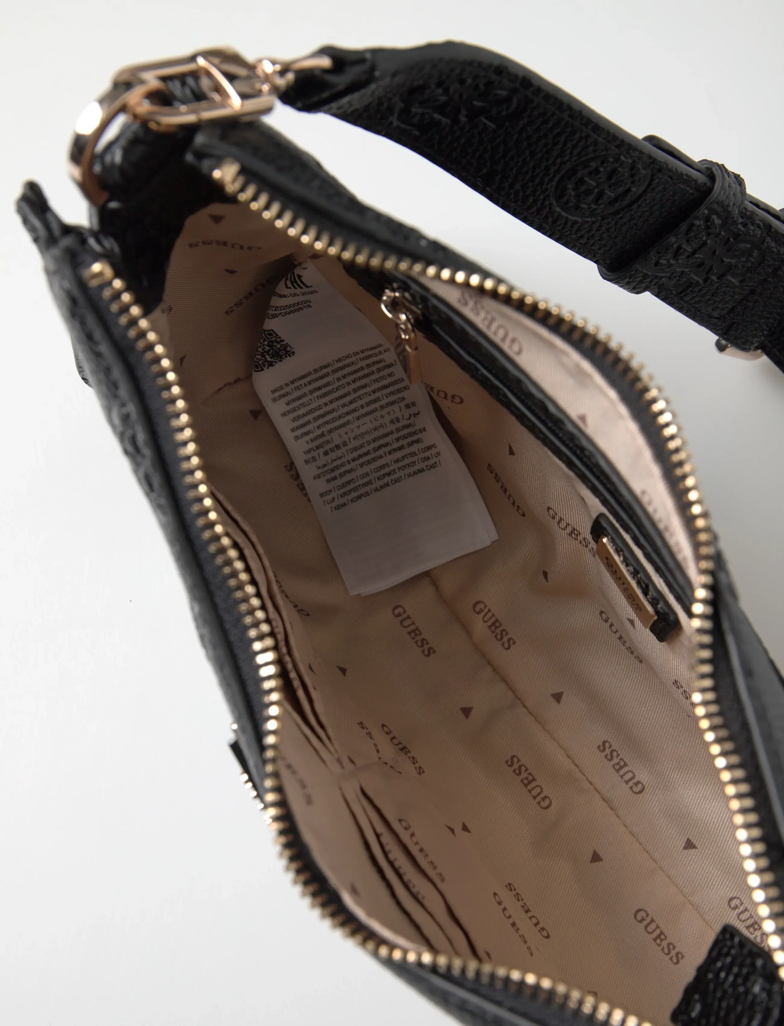 GUESS - CRESIDIA II TOP ZIP SHLDR BAG - schultertaschen - black logo - 5