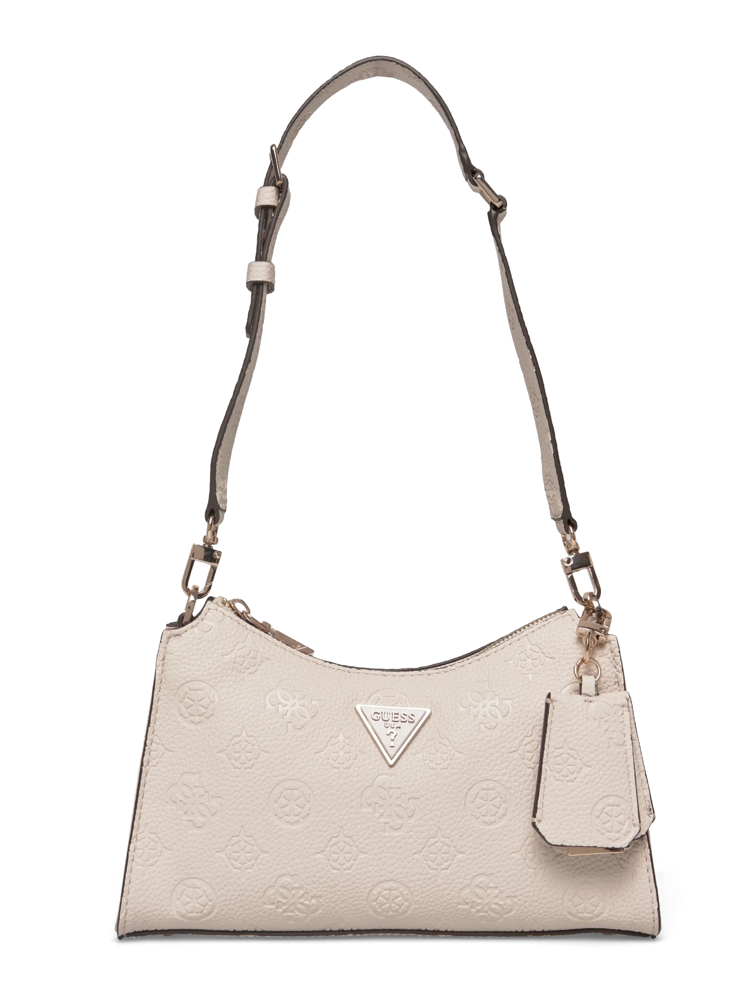 GUESS CRESIDIA II TOP ZIP SHLDR BAG - GUESS - OFF WHITE LOGO / cream