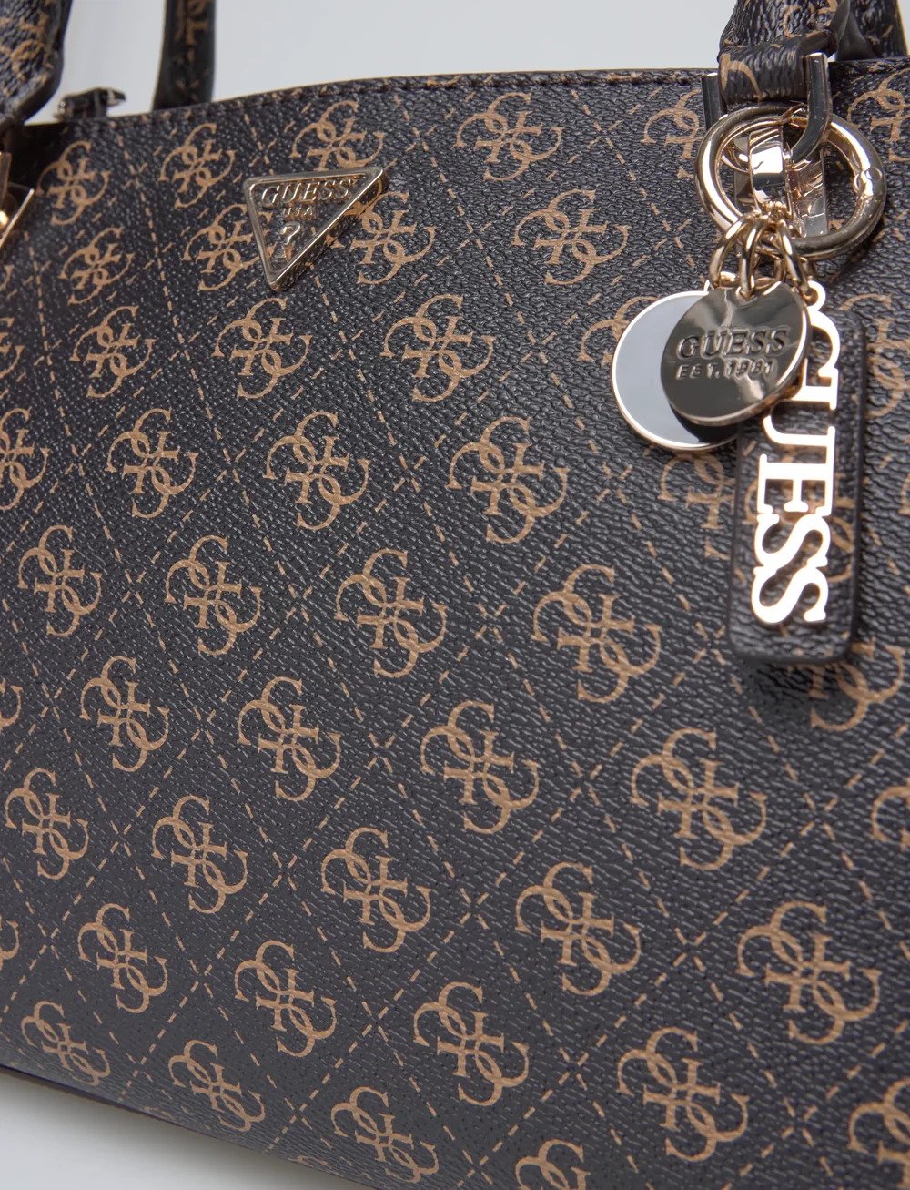 GUESS - NOELLE II LUXURY SATCHEL - speciella tillfällen - brown logo - 3