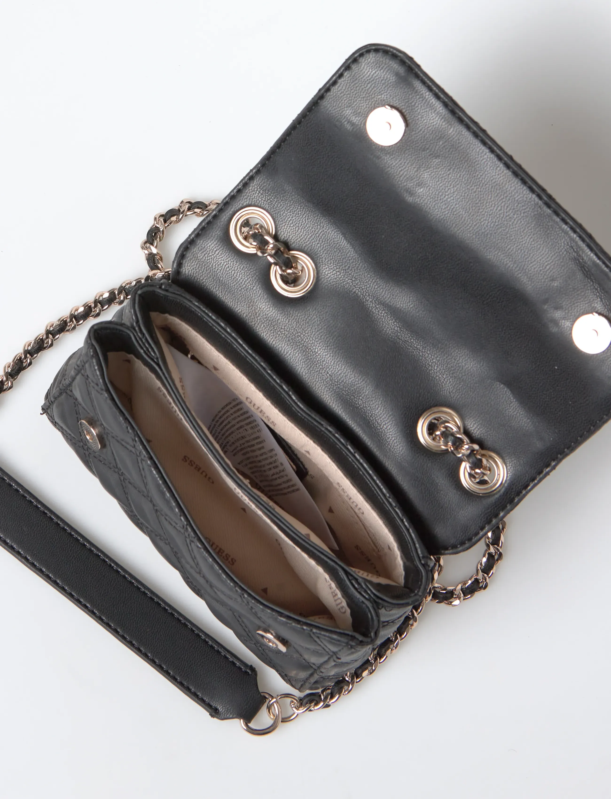GUESS - GIULLY II MINI 2 COMP CVRT FLP - crossbody bags - black - 4