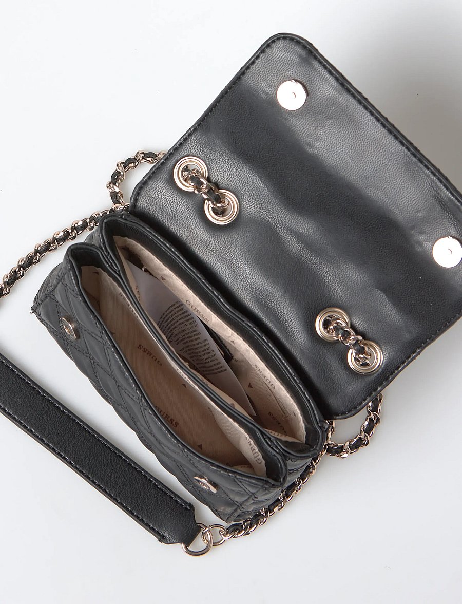 GUESS - GIULLY II MINI 2 COMP CVRT FLP - crossbody bags - black - 5