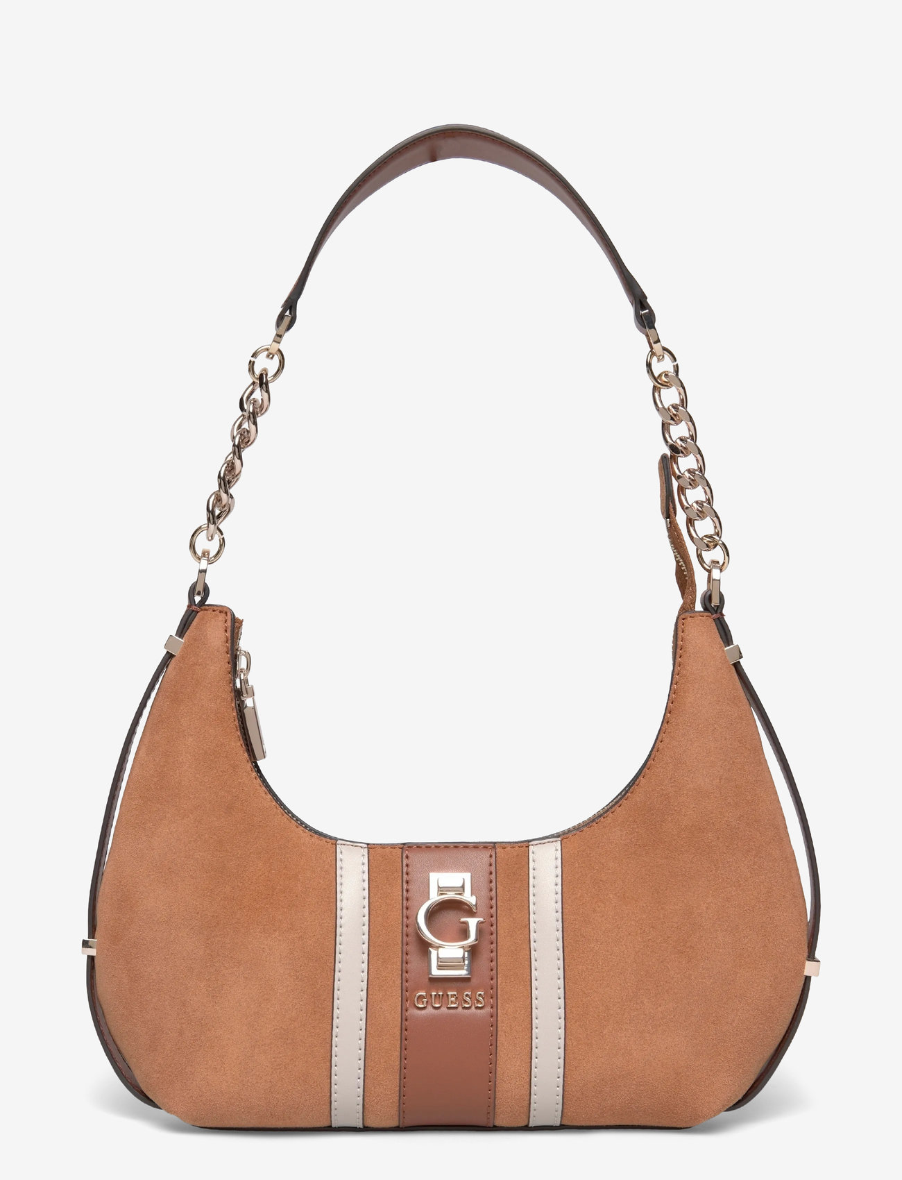 GUESS - ERENIA TOP ZIP SHOULDER BAG - erilised sündmused - cognac multi - 0