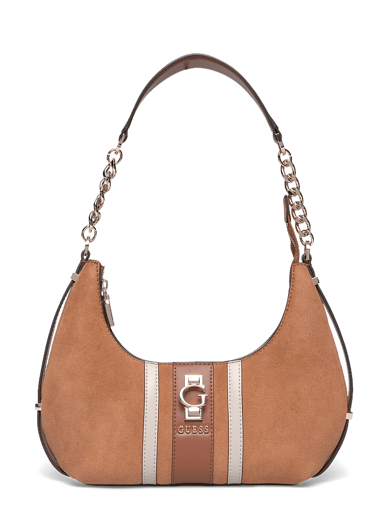 GUESS - ERENIA TOP ZIP SHOULDER BAG - erilised sündmused - cognac multi - 0