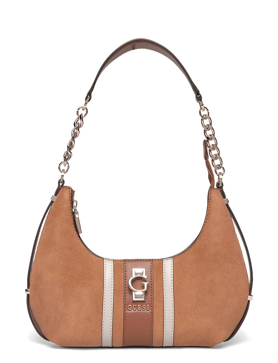 GUESS - ERENIA TOP ZIP SHOULDER BAG - everyday style - cognac multi - 0