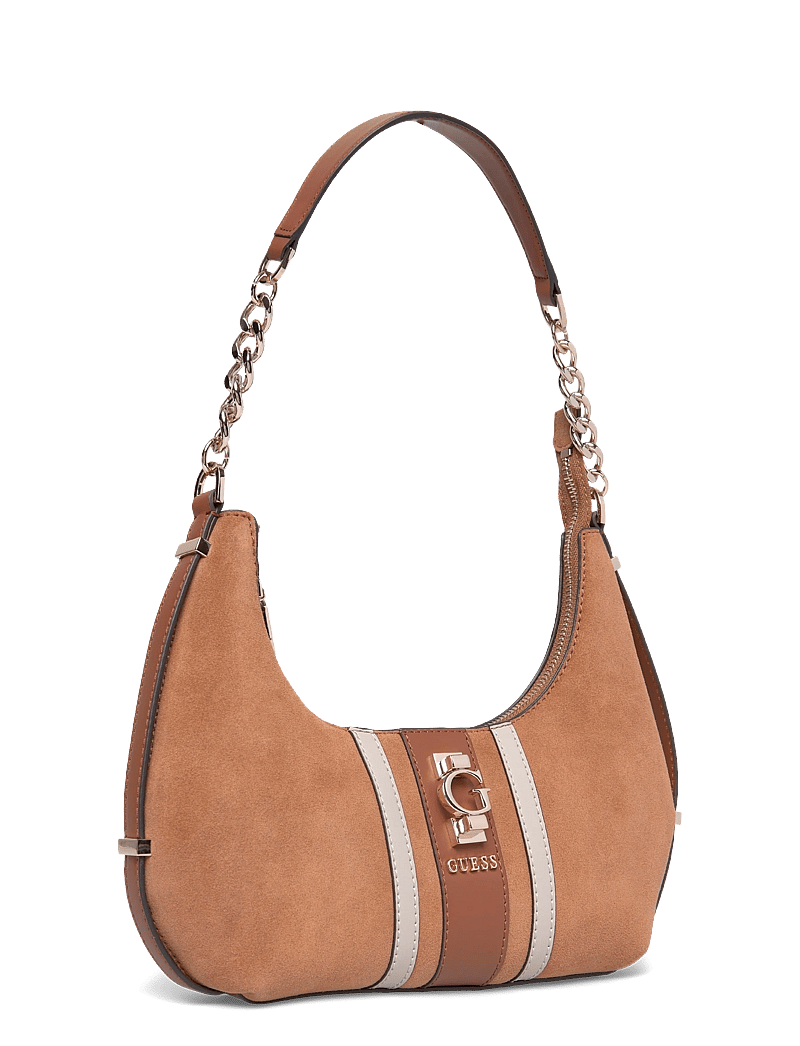 GUESS - ERENIA TOP ZIP SHOULDER BAG - erilised sündmused - cognac multi - 2