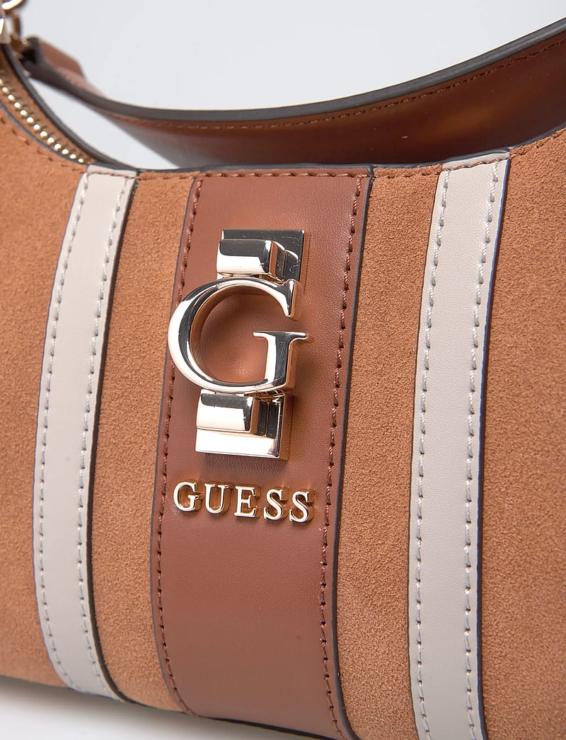 GUESS - ERENIA TOP ZIP SHOULDER BAG - erilised sündmused - cognac multi - 3