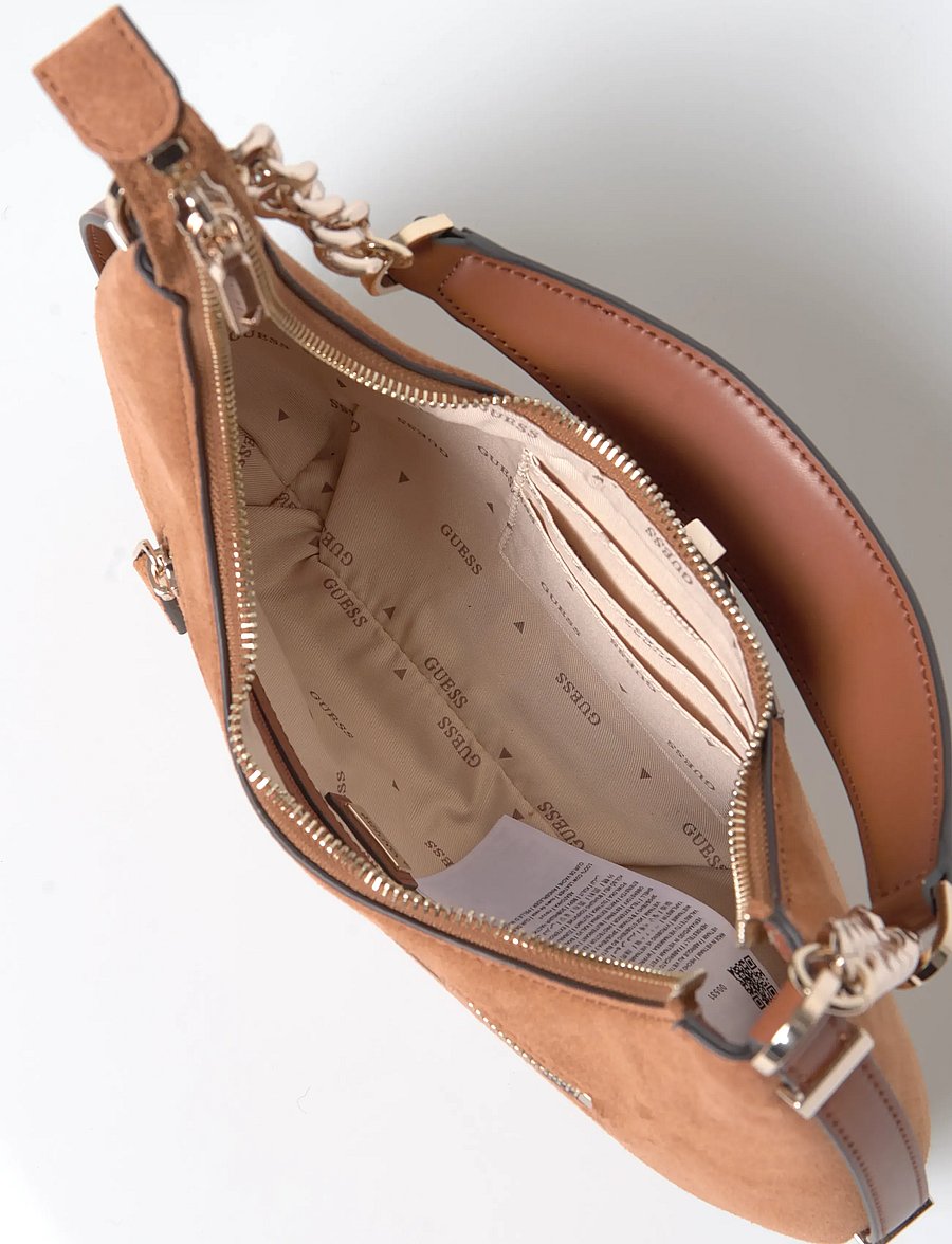 GUESS - ERENIA TOP ZIP SHOULDER BAG - everyday style - cognac multi - 4