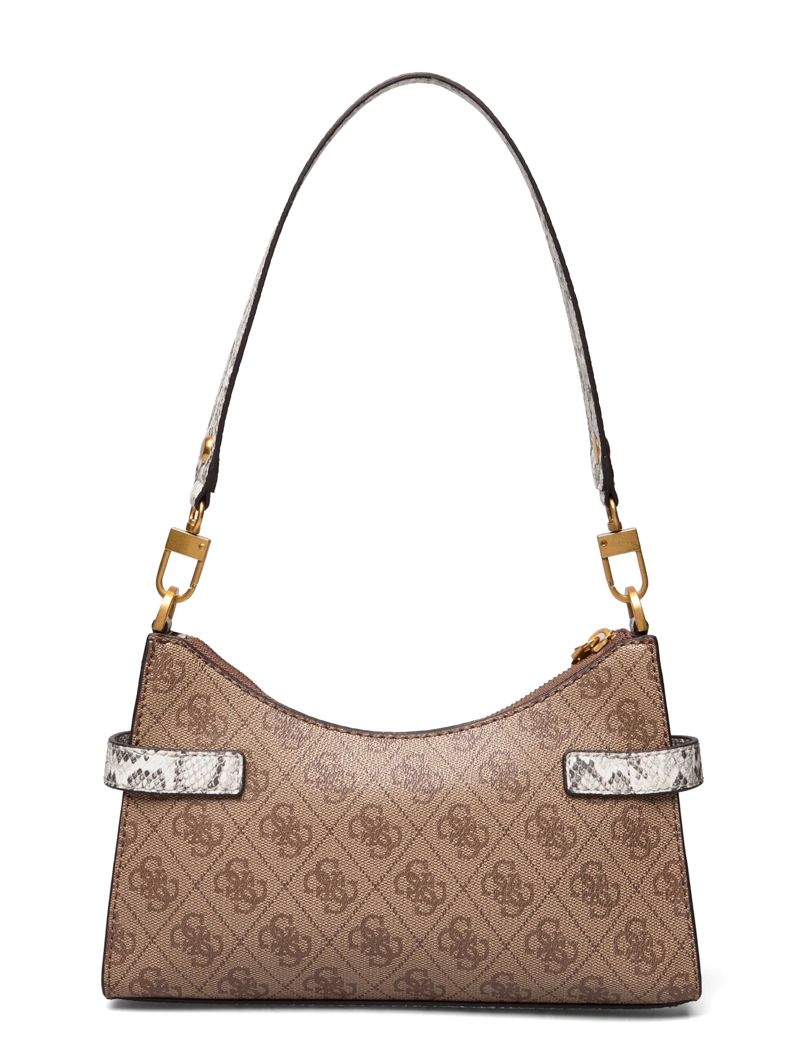 GUESS - ZADIE LOGO TOP ZIP SHLDR BAG - latte logo/python - 1