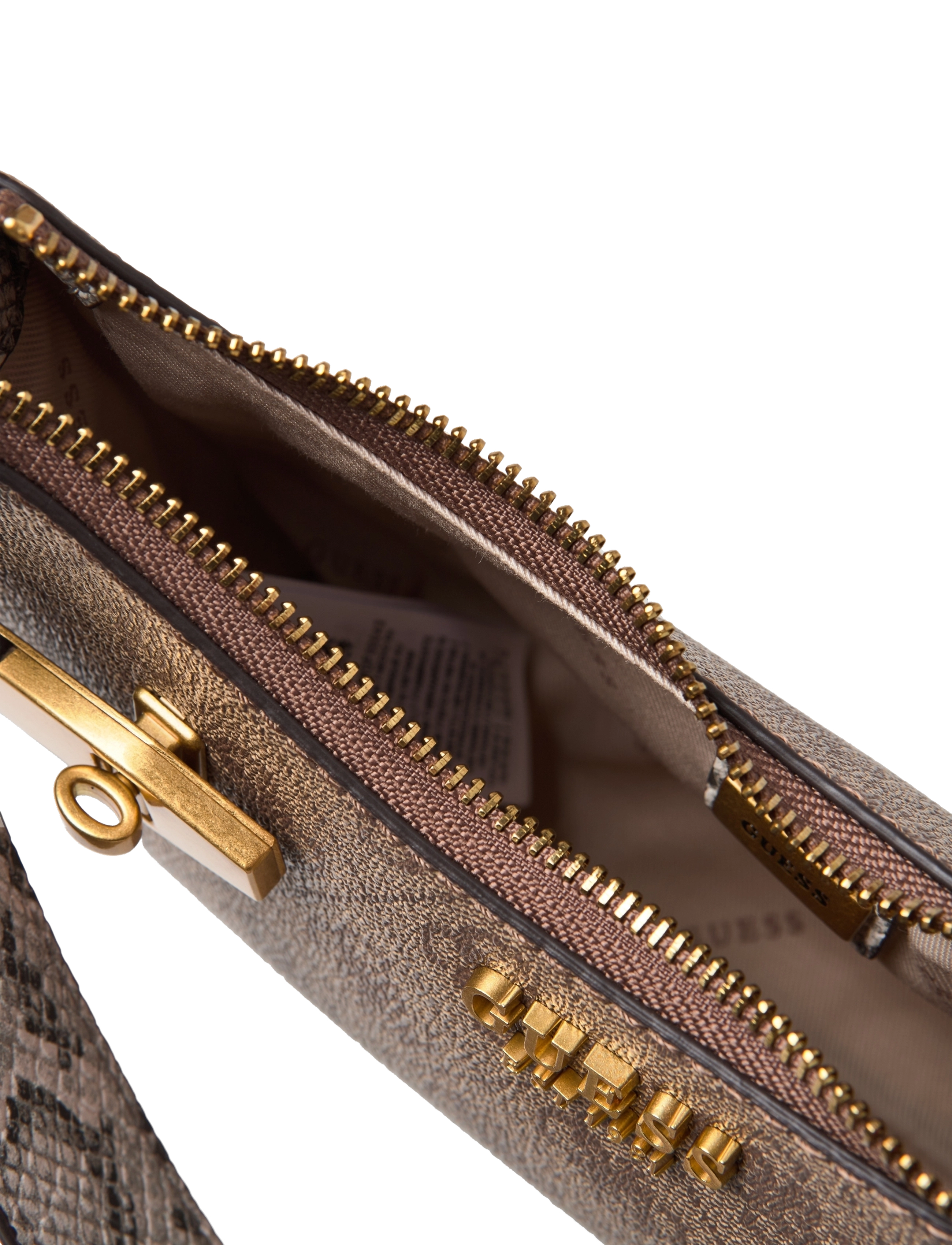 GUESS - ZADIE LOGO TOP ZIP SHLDR BAG - latte logo/python - 4
