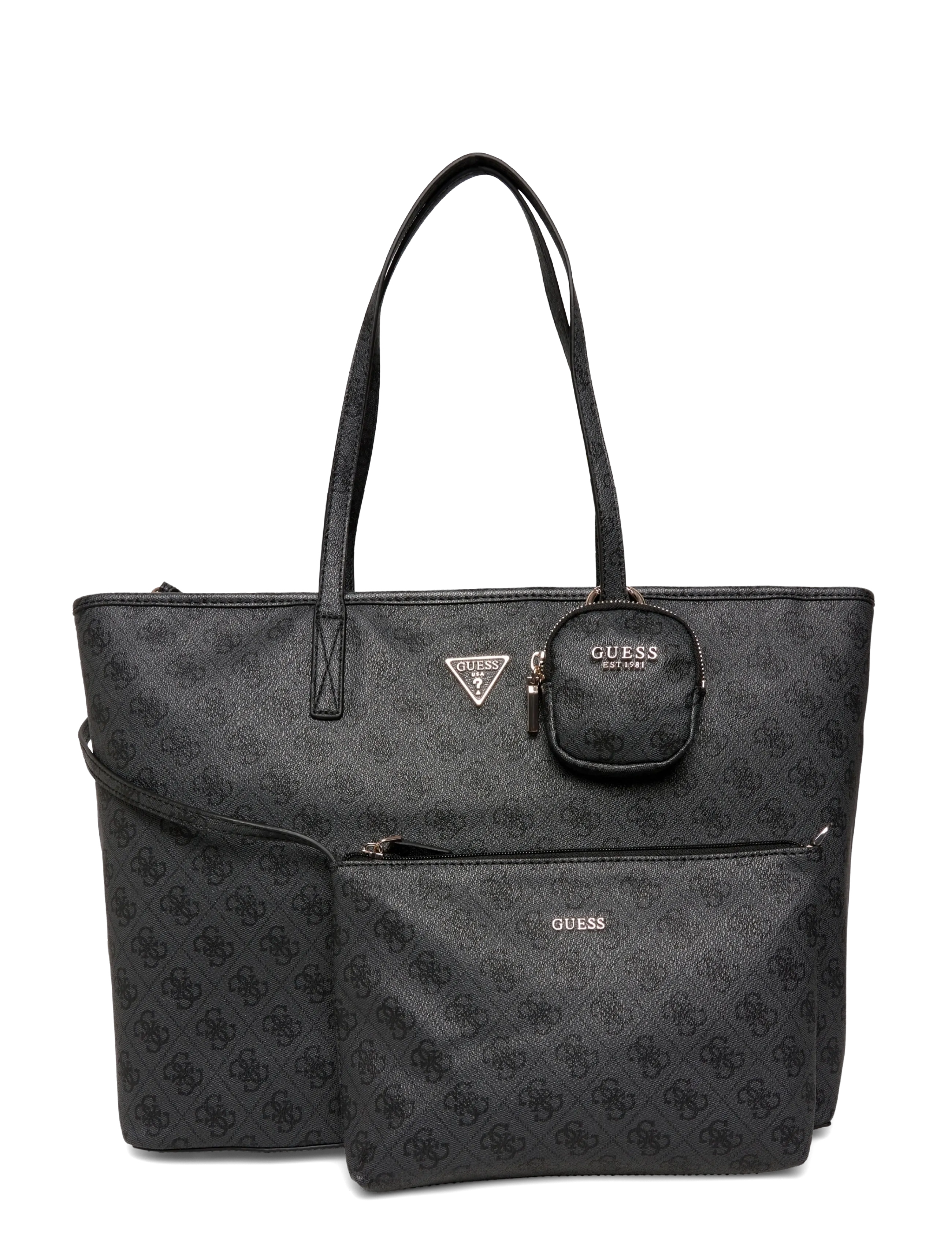 GUESS POWER PLAY II LARGE TECH TOTE - För henne - COAL LOGO / black