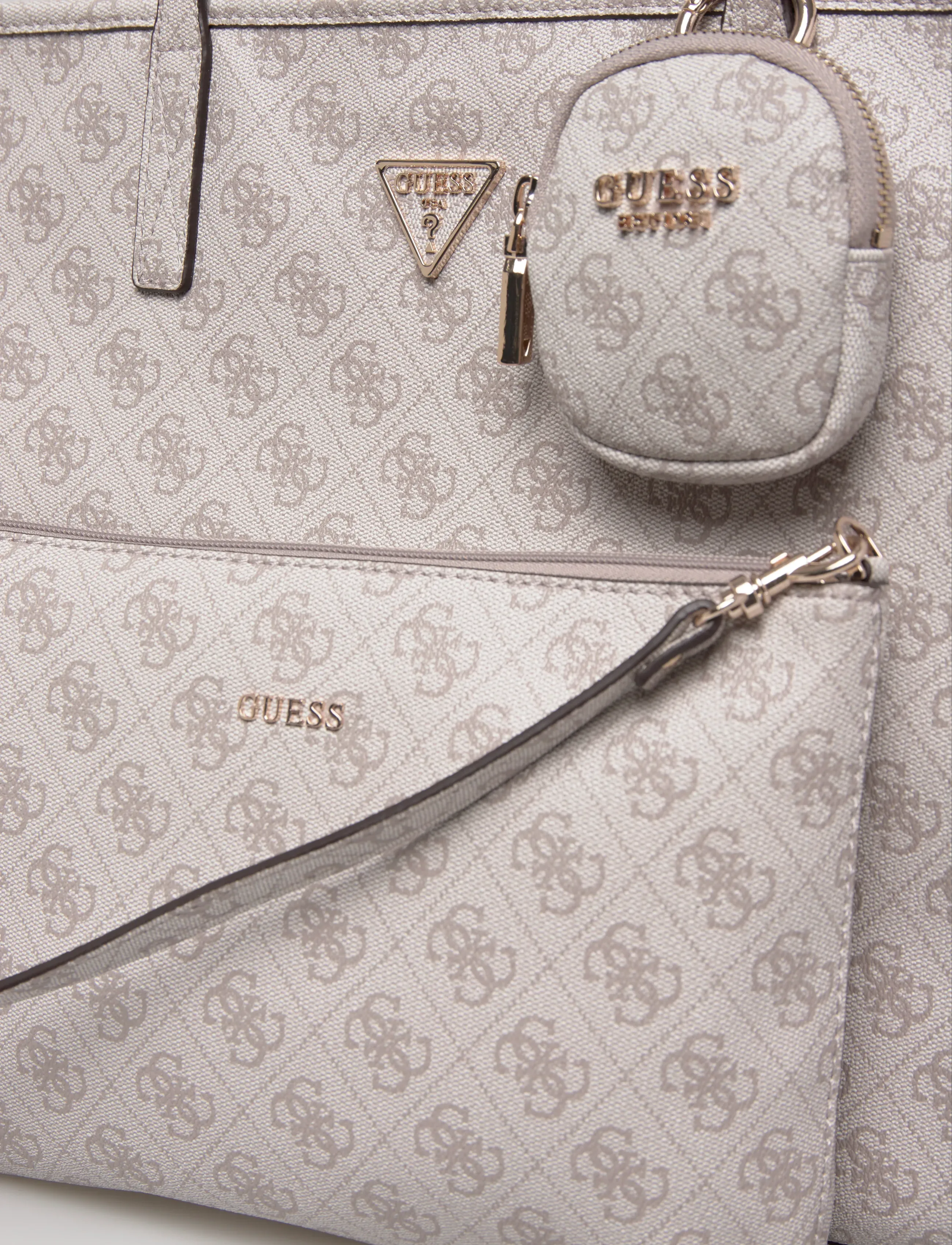 GUESS - POWER PLAY II LARGE TECH TOTE - tote bags - dark taupe logo - 4