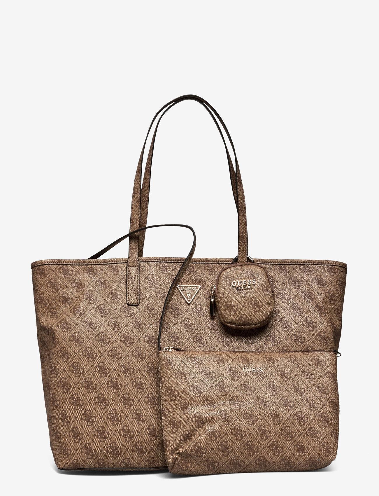 GUESS - POWER PLAY LARGE TECH TOTE - latte logo - 0