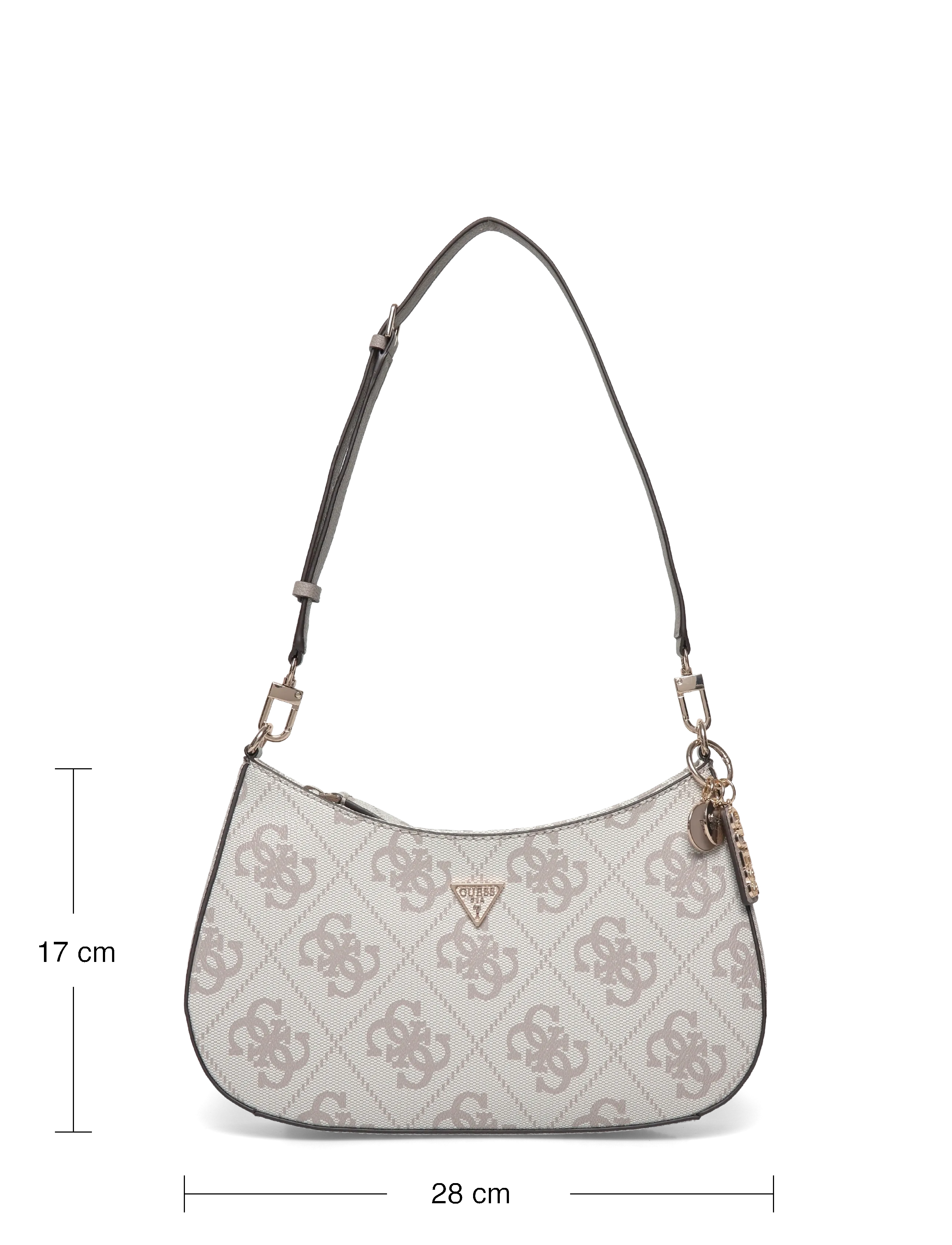 GUESS - NOELLE II TOP ZIP SHOULDER BAG - käsilaukut - dark taupe logo - 3