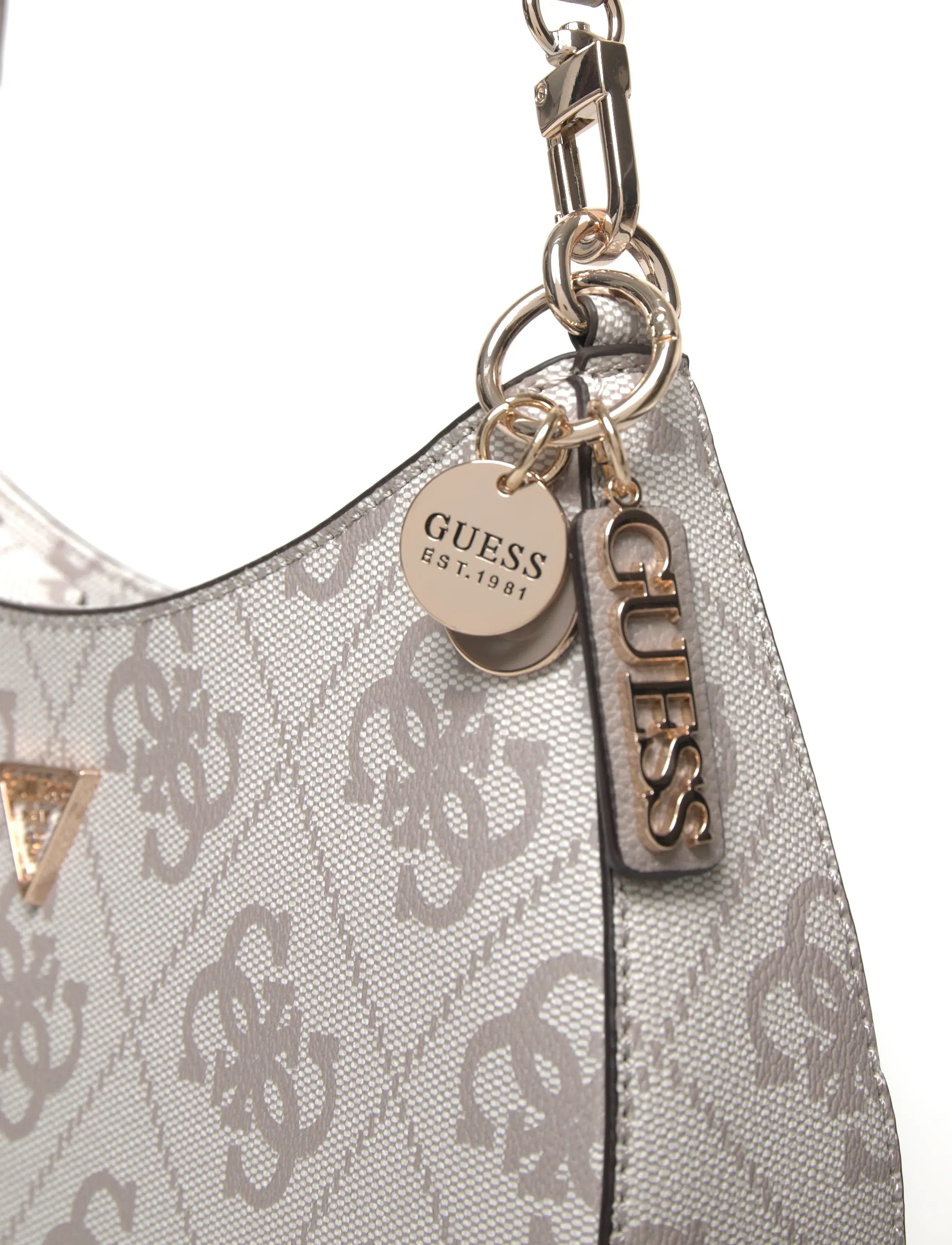 GUESS - NOELLE II TOP ZIP SHOULDER BAG - käsilaukut - dark taupe logo - 4