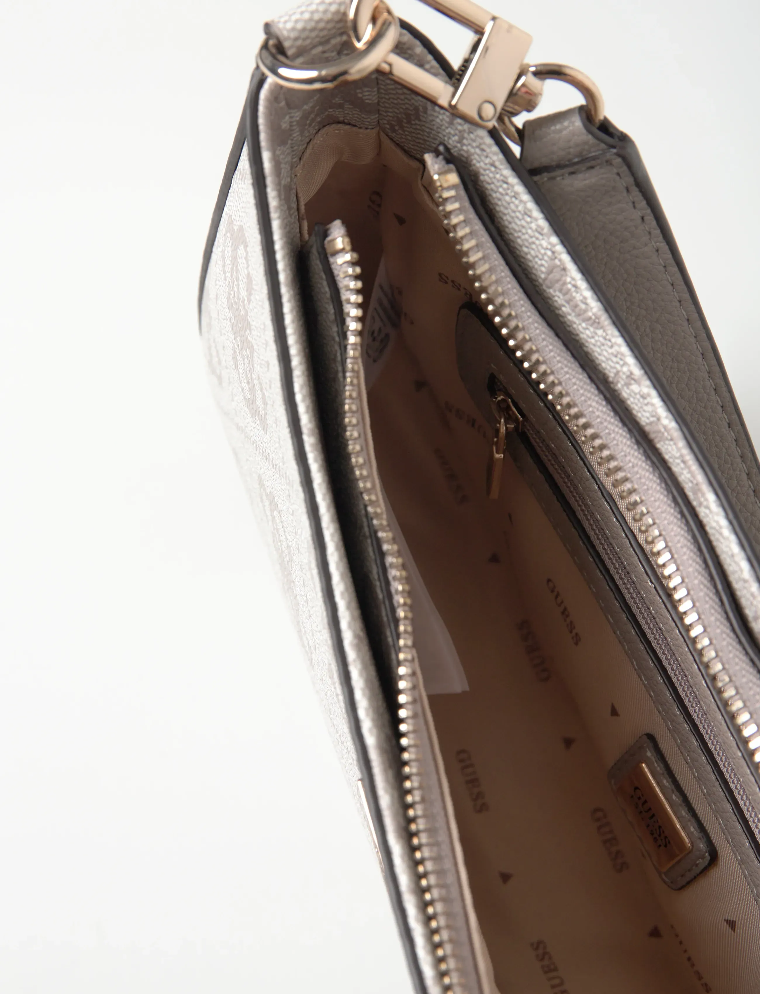 GUESS - NOELLE II TOP ZIP SHOULDER BAG - käsilaukut - dark taupe logo - 5