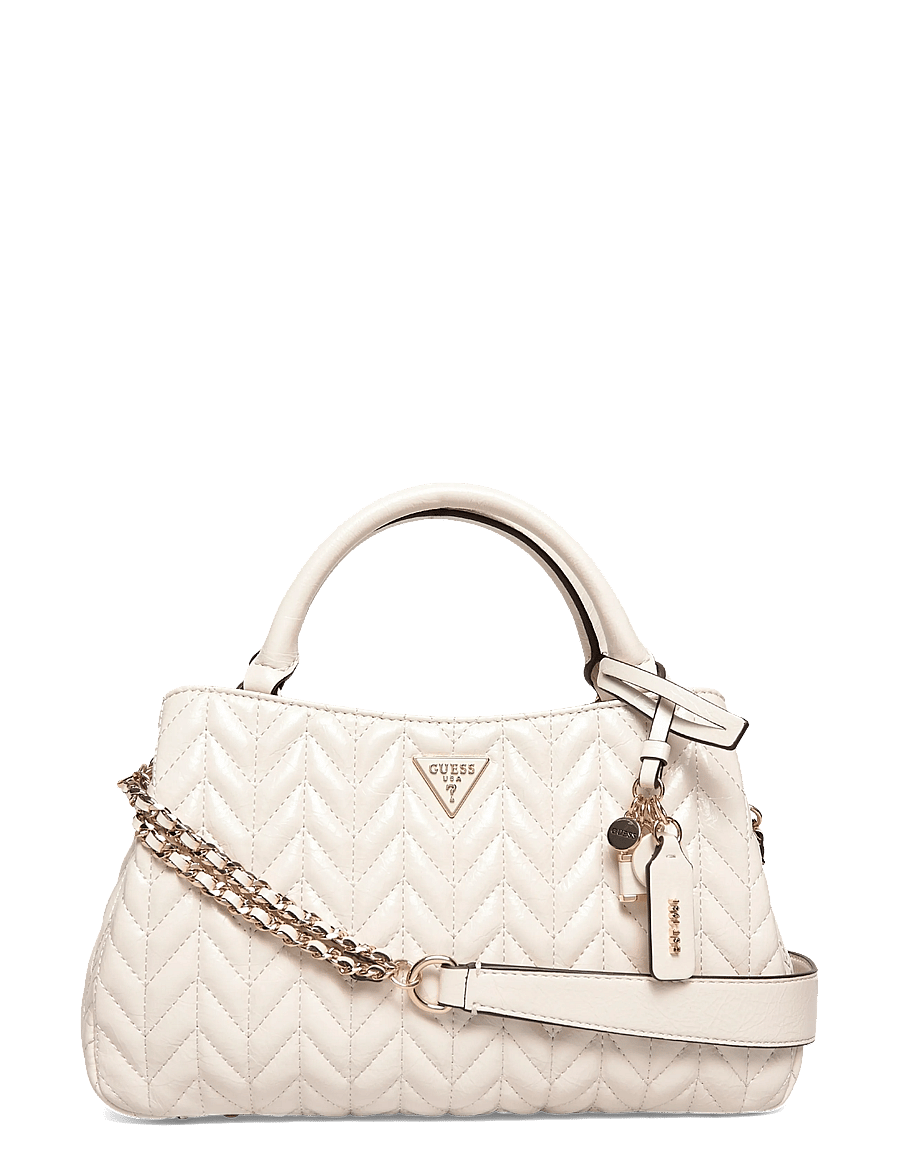 GUESS - CHERYL TRIPLE COMP SATCHEL - crossbody bags - stone - 0