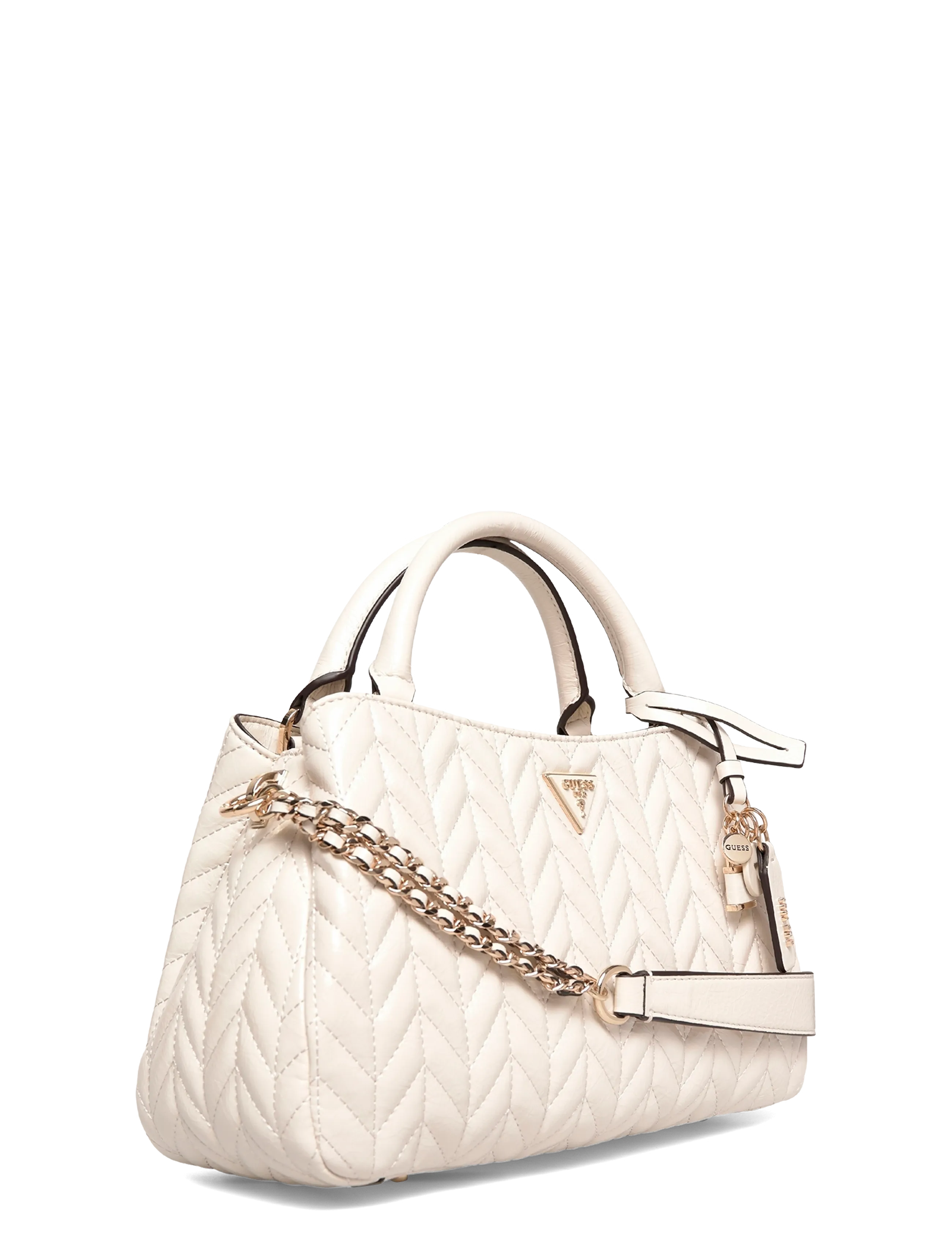 GUESS - CHERYL TRIPLE COMP SATCHEL - crossbody bags - stone - 2