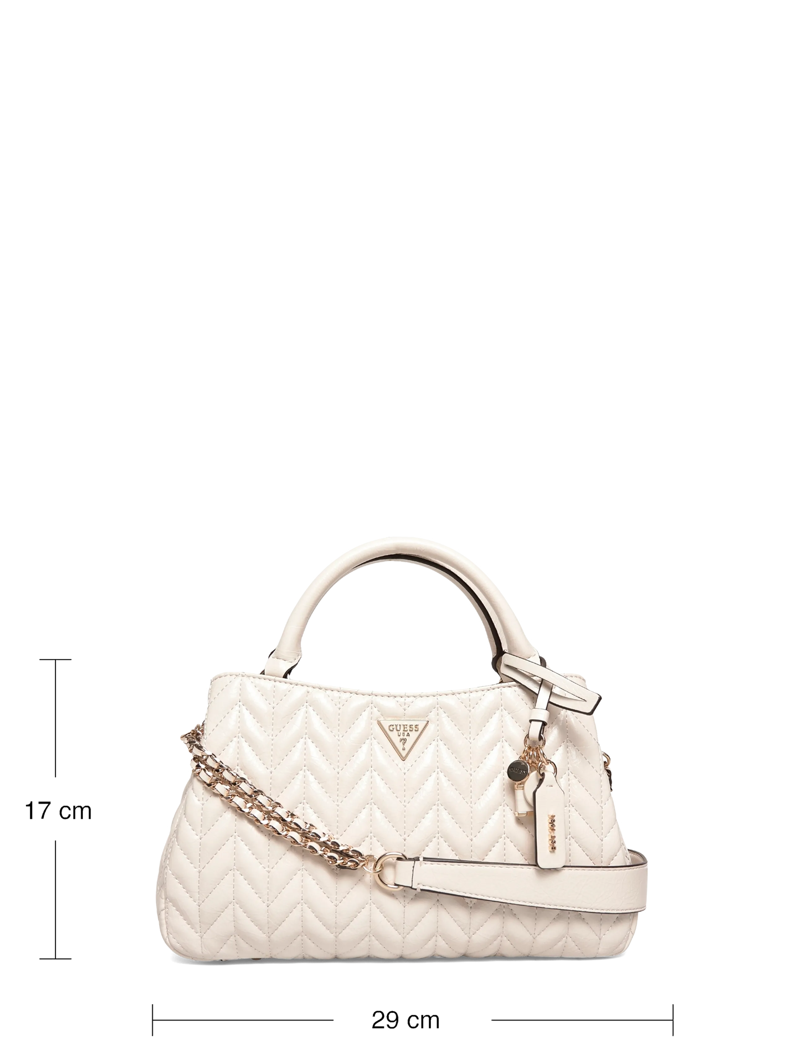 GUESS - CHERYL TRIPLE COMP SATCHEL - crossbody bags - stone - 3