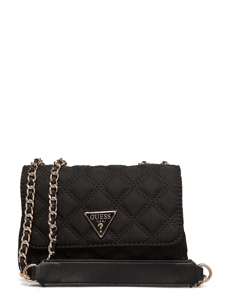 GUESS - GIULLY MINI 2 COMP CNVRTBL FLP - torebki crossbody - black - 0