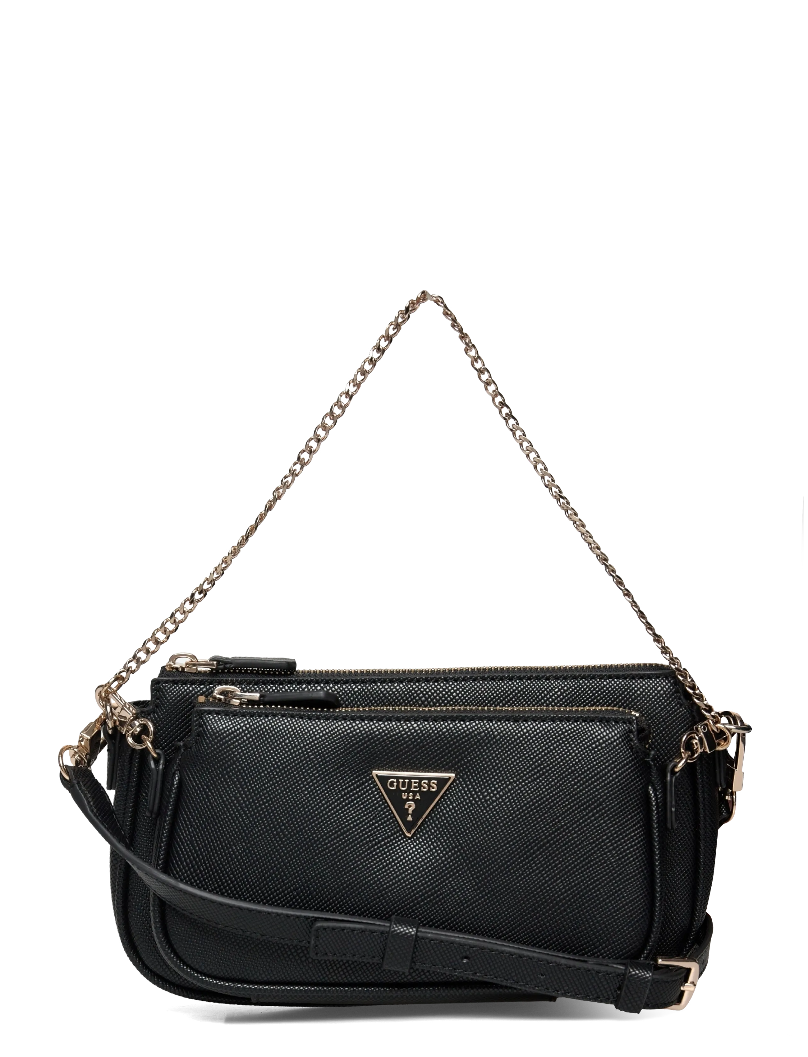GUESS Noelle Ii Dbl Pouch Crossbody, One Size, Black, Tasker > Små Skuldertasker-Crossbody-Tasker, Dame