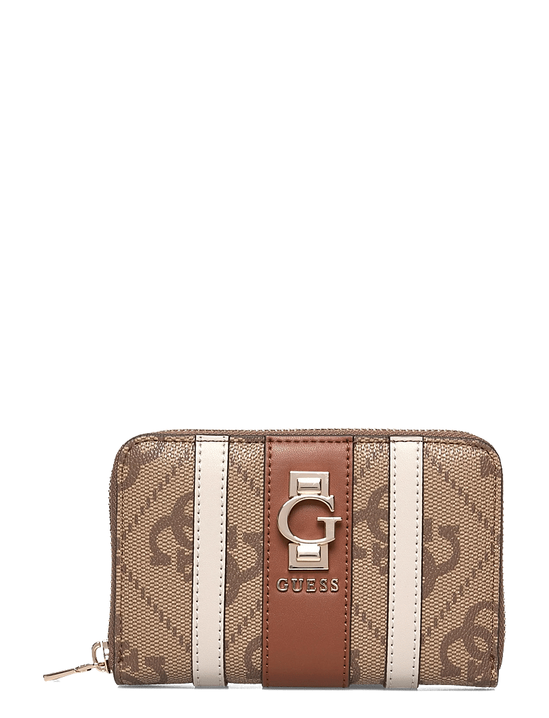 GUESS - ERENIA SLG MEDIUM ZIP AROUND - punge - latte logo - 0