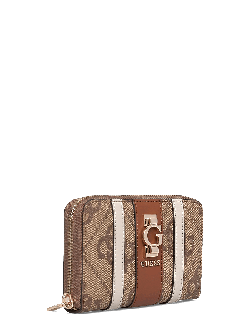 GUESS - ERENIA SLG MEDIUM ZIP AROUND - punge - latte logo - 2