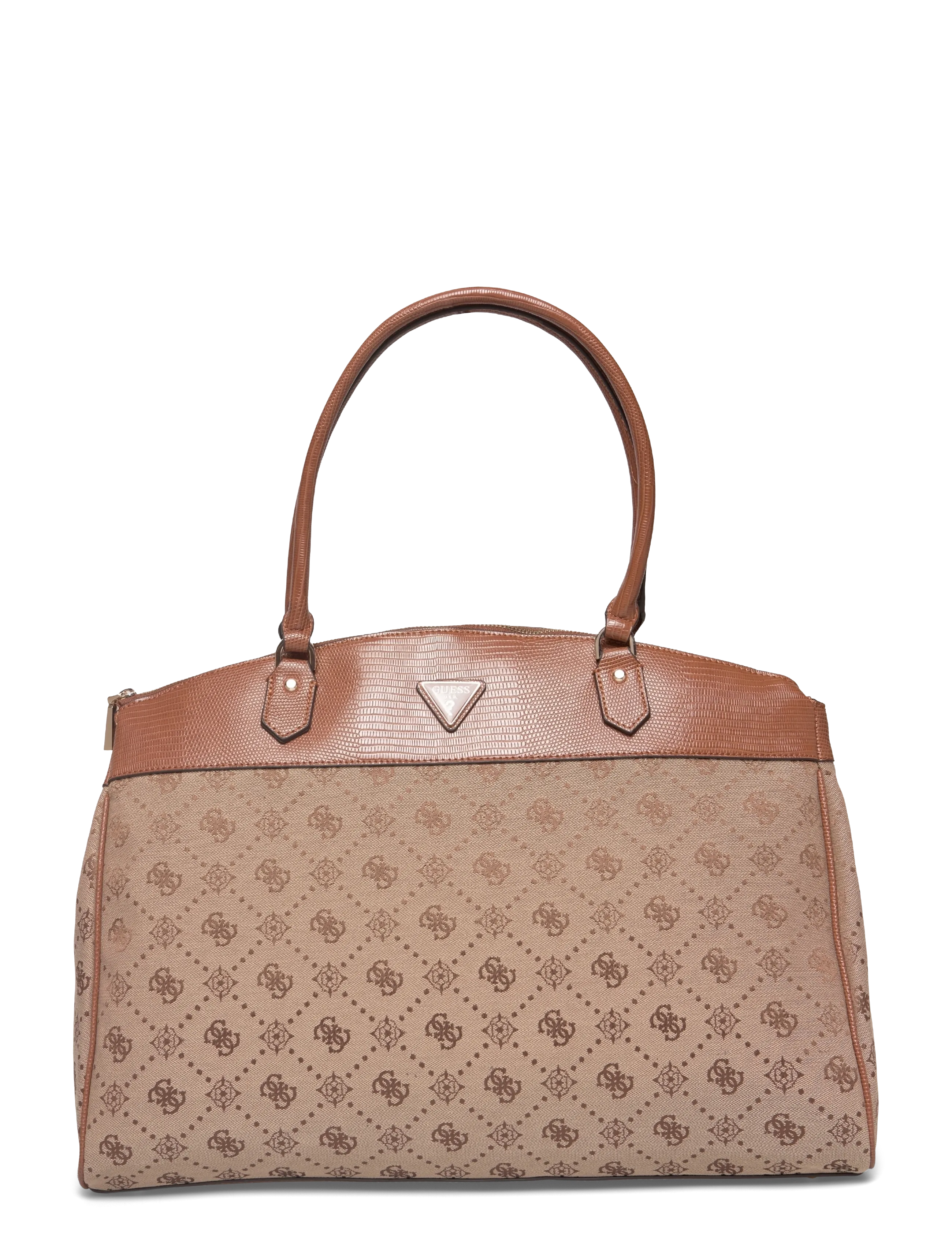 GUESS MELINDA LOGO DELUXE DOME TOTE - Weekendväskor - LATTE LOGO / beige