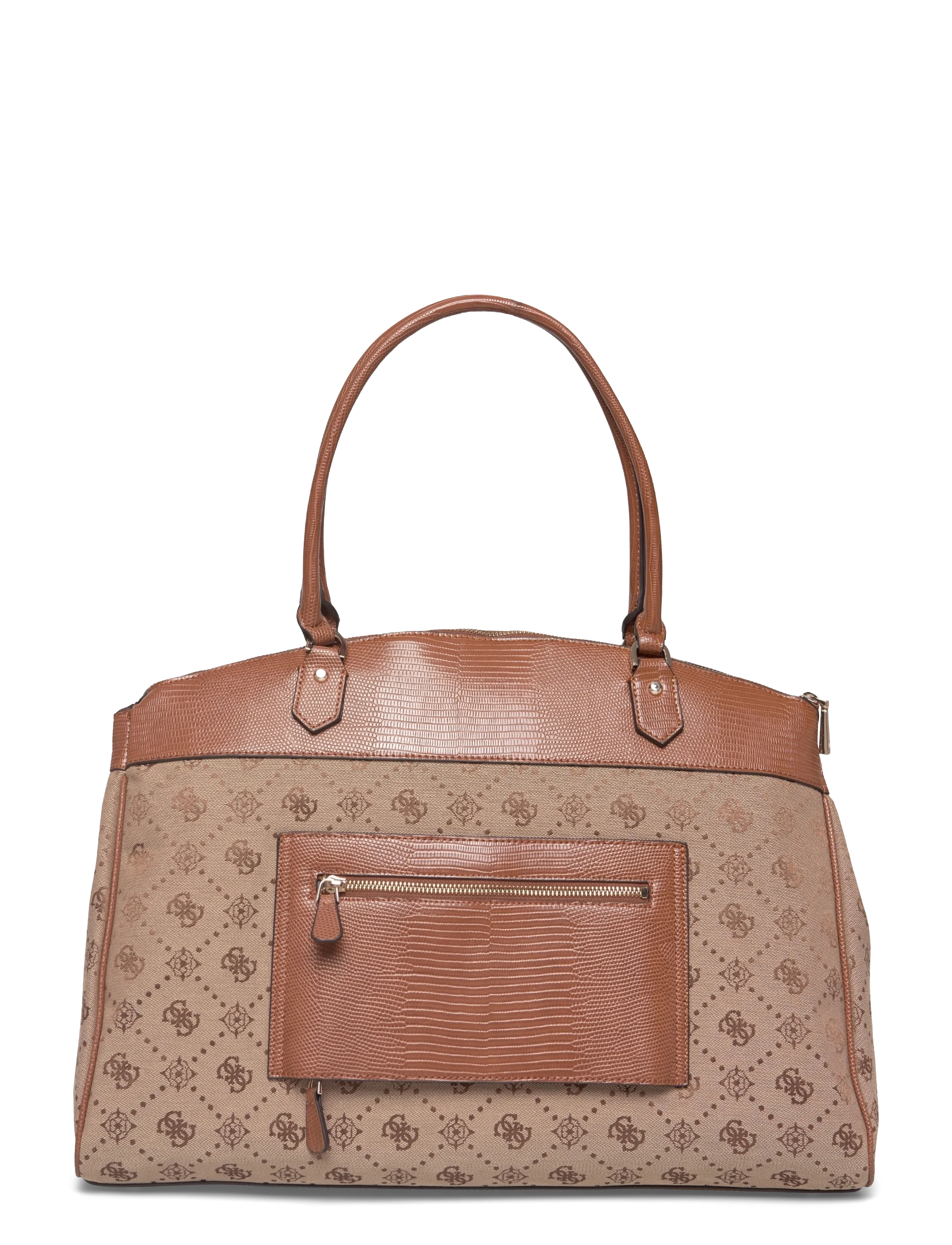 GUESS - MELINDA LOGO DELUXE DOME TOTE - schultertaschen - latte logo - 1
