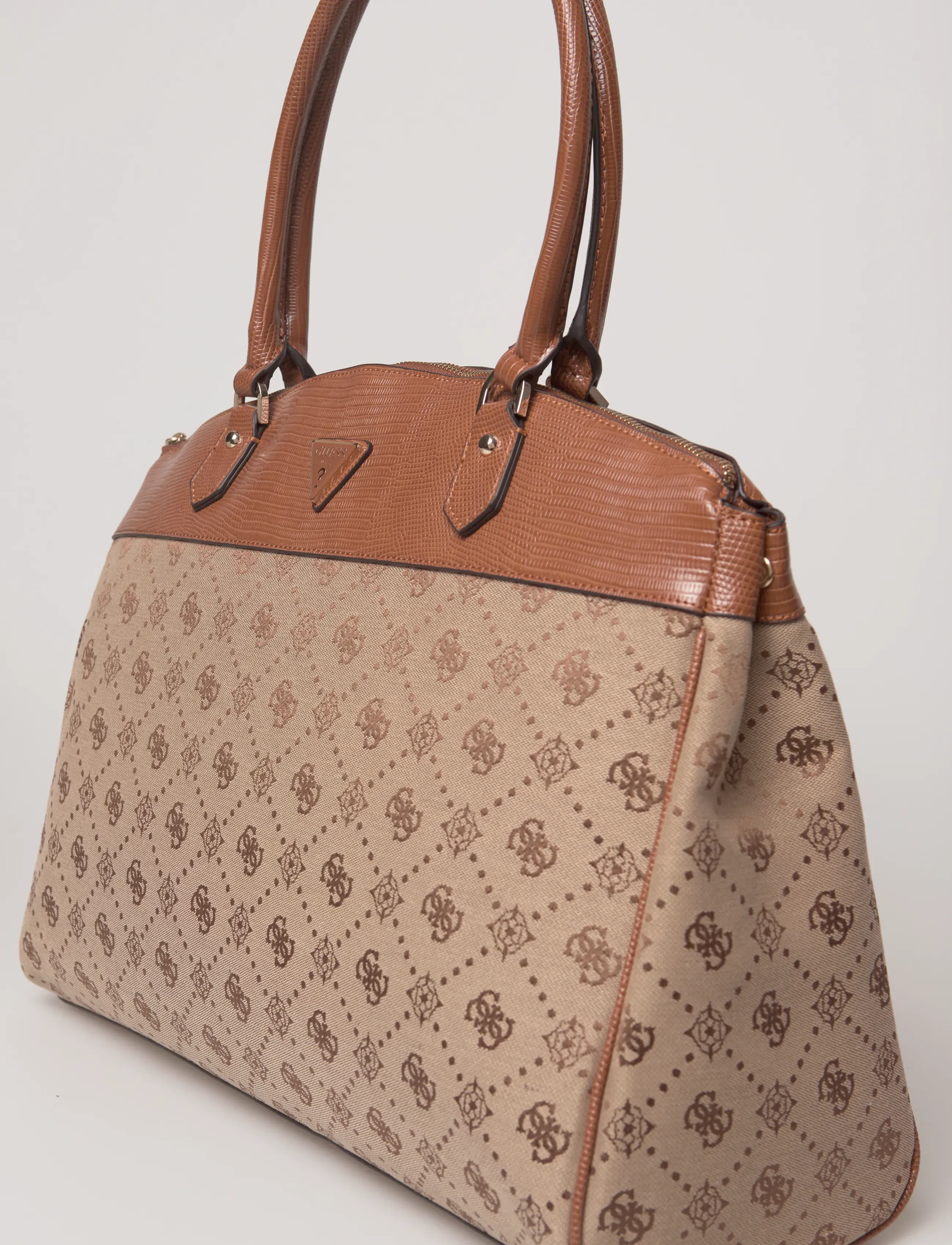 GUESS - MELINDA LOGO DELUXE DOME TOTE - schultertaschen - latte logo - 4