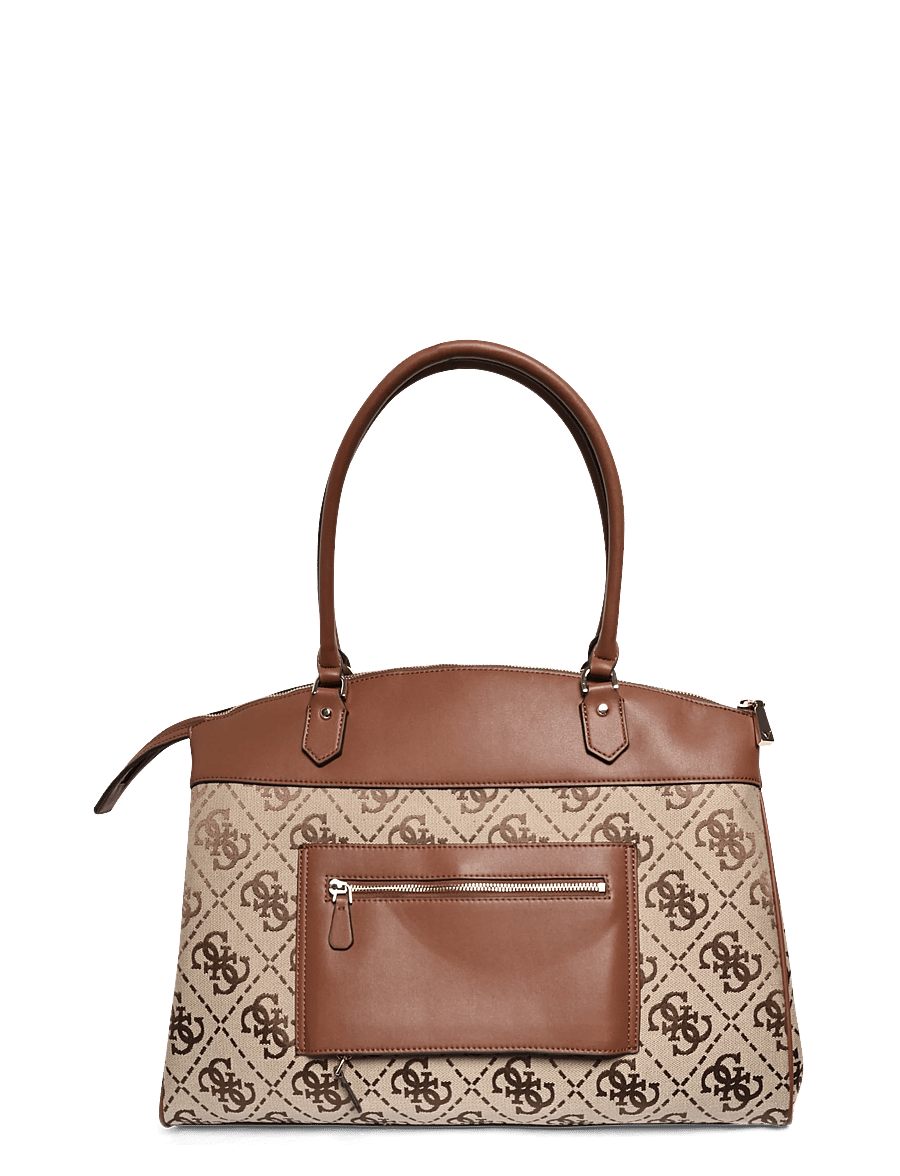 GUESS - AUDREY LOGO DELUXE DOME TOTE - tote bags - cognac logo - 1