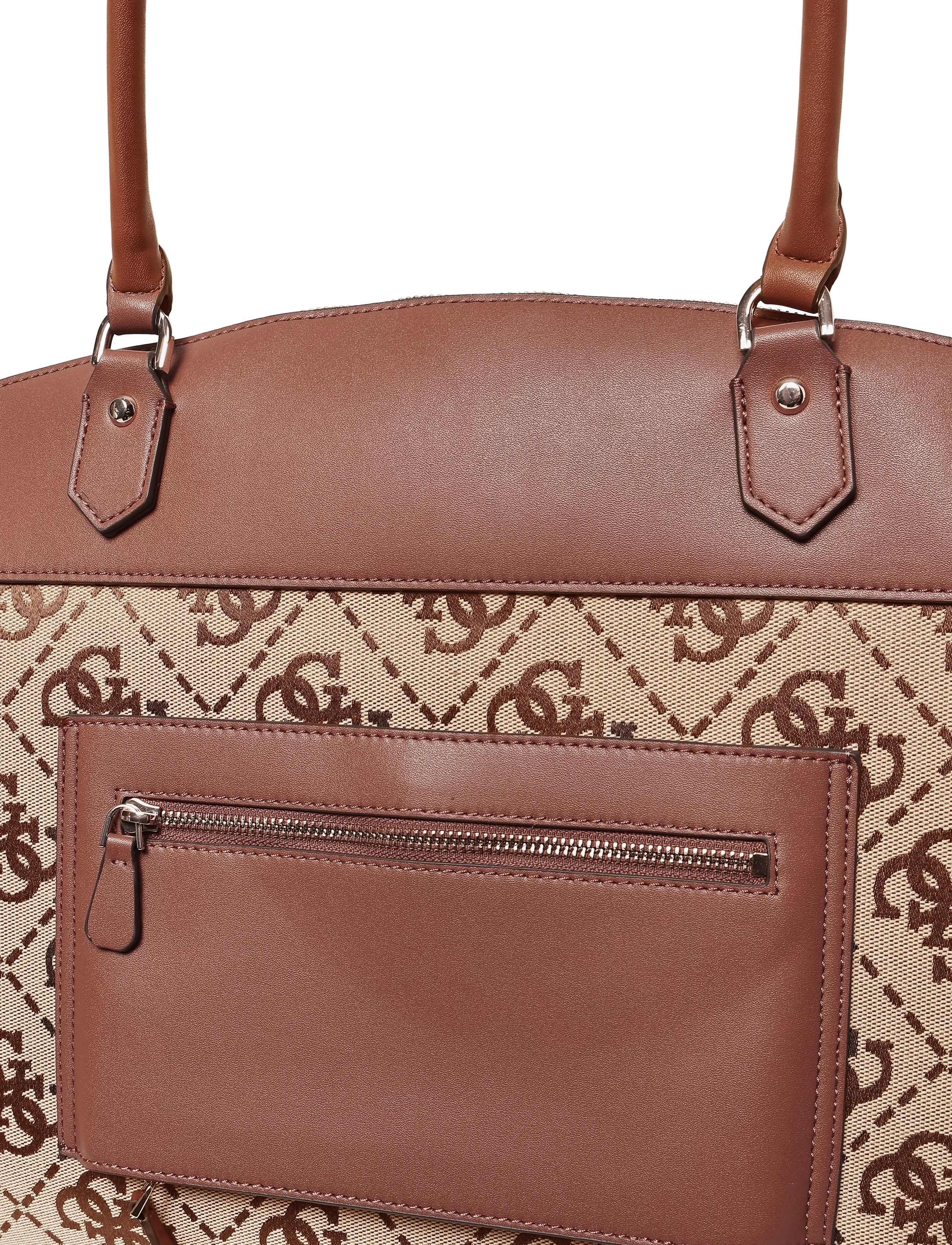 GUESS - AUDREY LOGO DELUXE DOME TOTE - cognac logo - 2