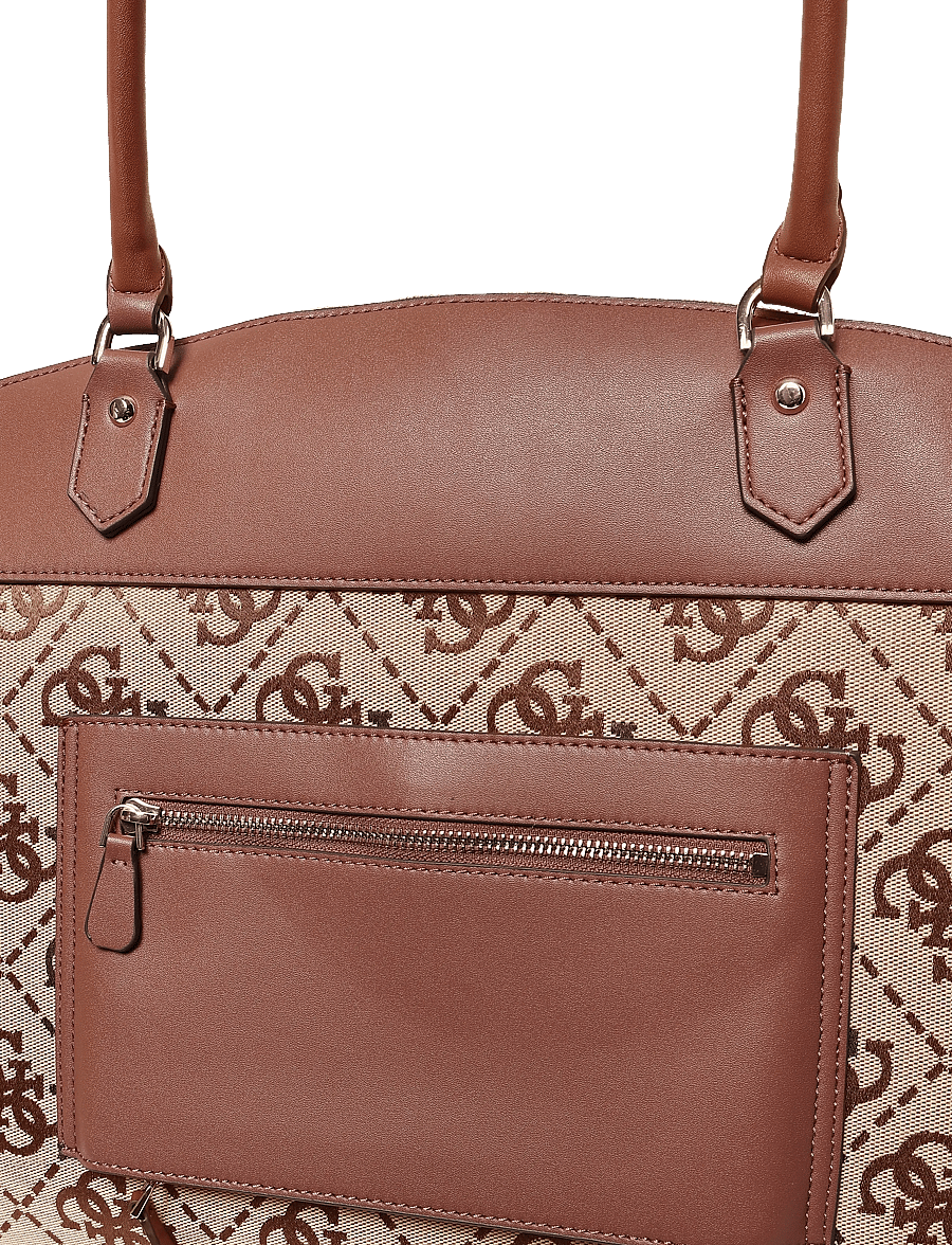 GUESS - AUDREY LOGO DELUXE DOME TOTE - tote bags - cognac logo - 2