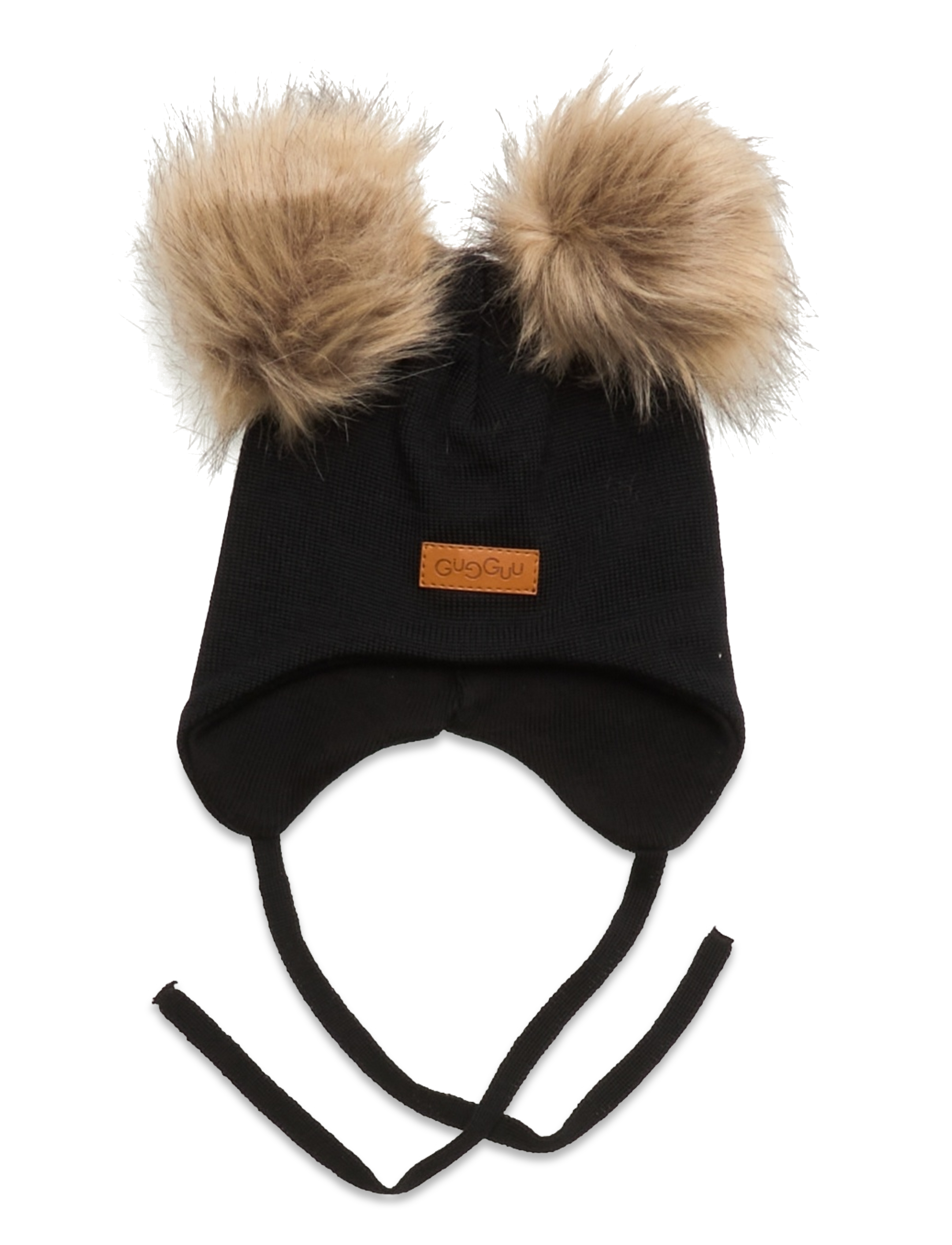 Gugguu Merino Double Furry Baby Beanie - Back to school - BLACK / black