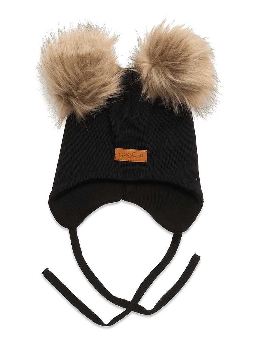 Gugguu - Merino Double Furry Baby Beanie - babymössor - black - 0