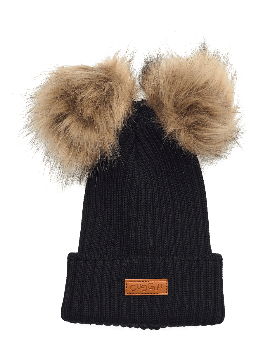 Gugguu - Merino Double Furry Beanie - beanies - black - 1