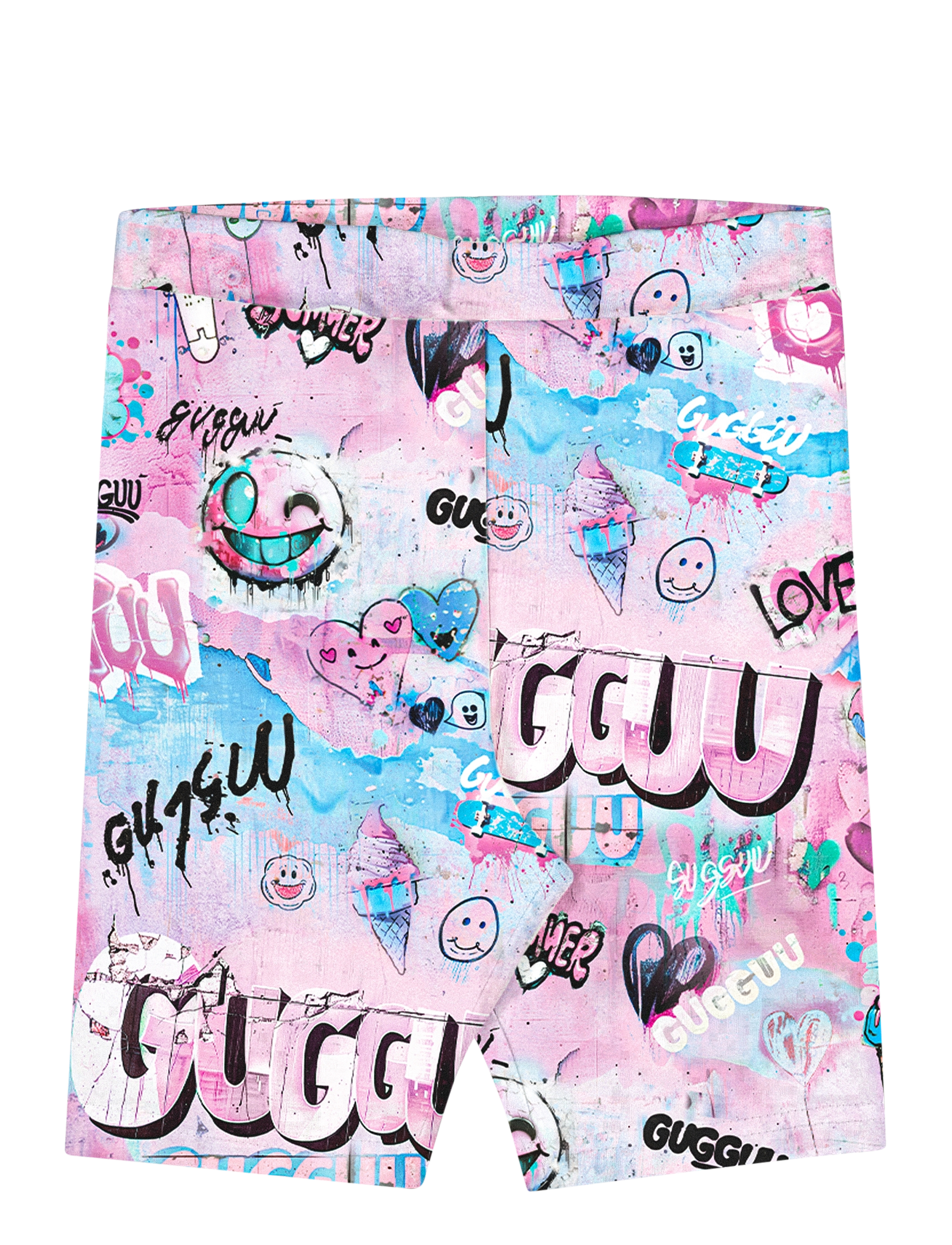 Gugguu Print Biker Shorts - Shorts - GRAFFITI / pink/rose