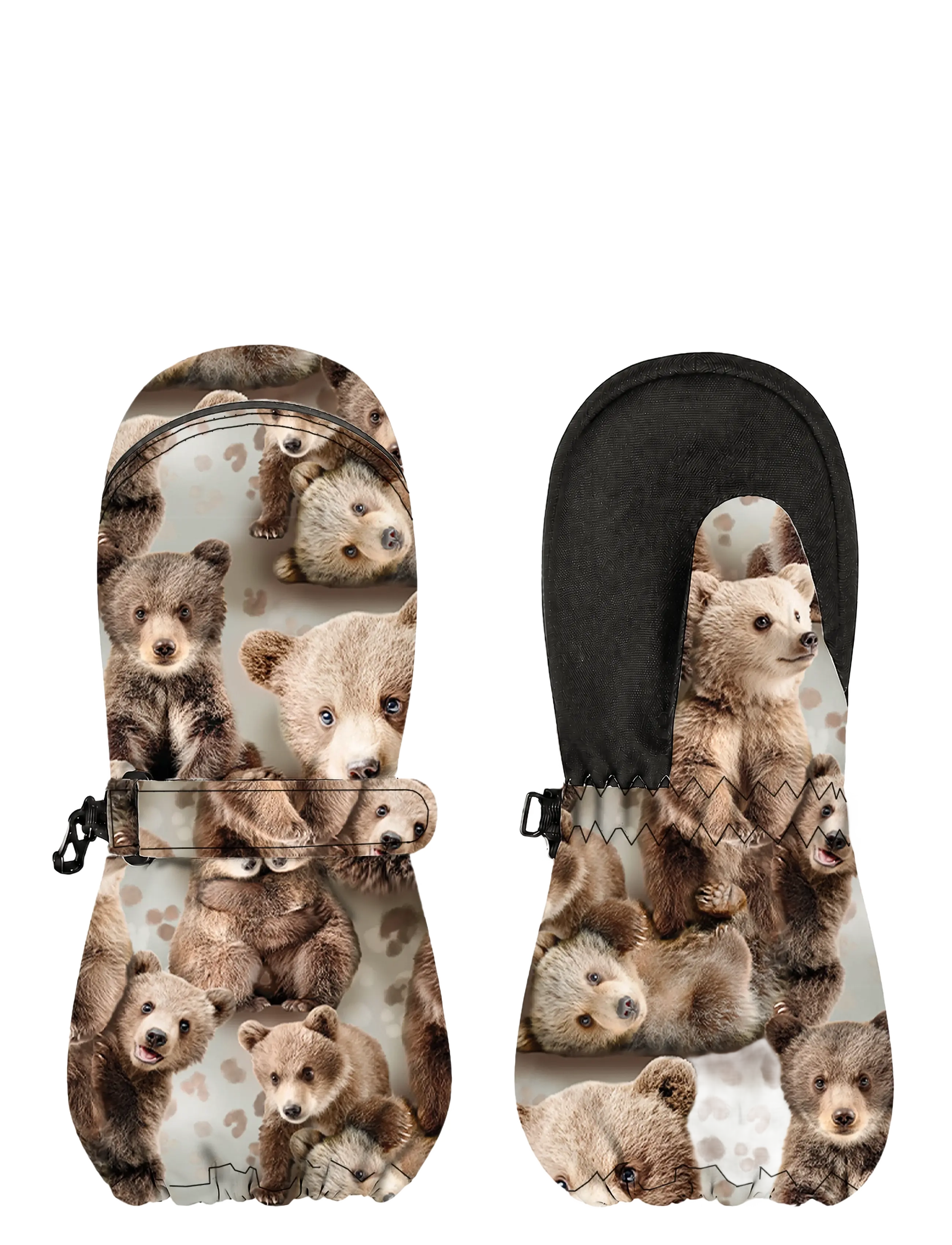 Gugguu Print Winter Gloves - Inspiration - BEARS / brown