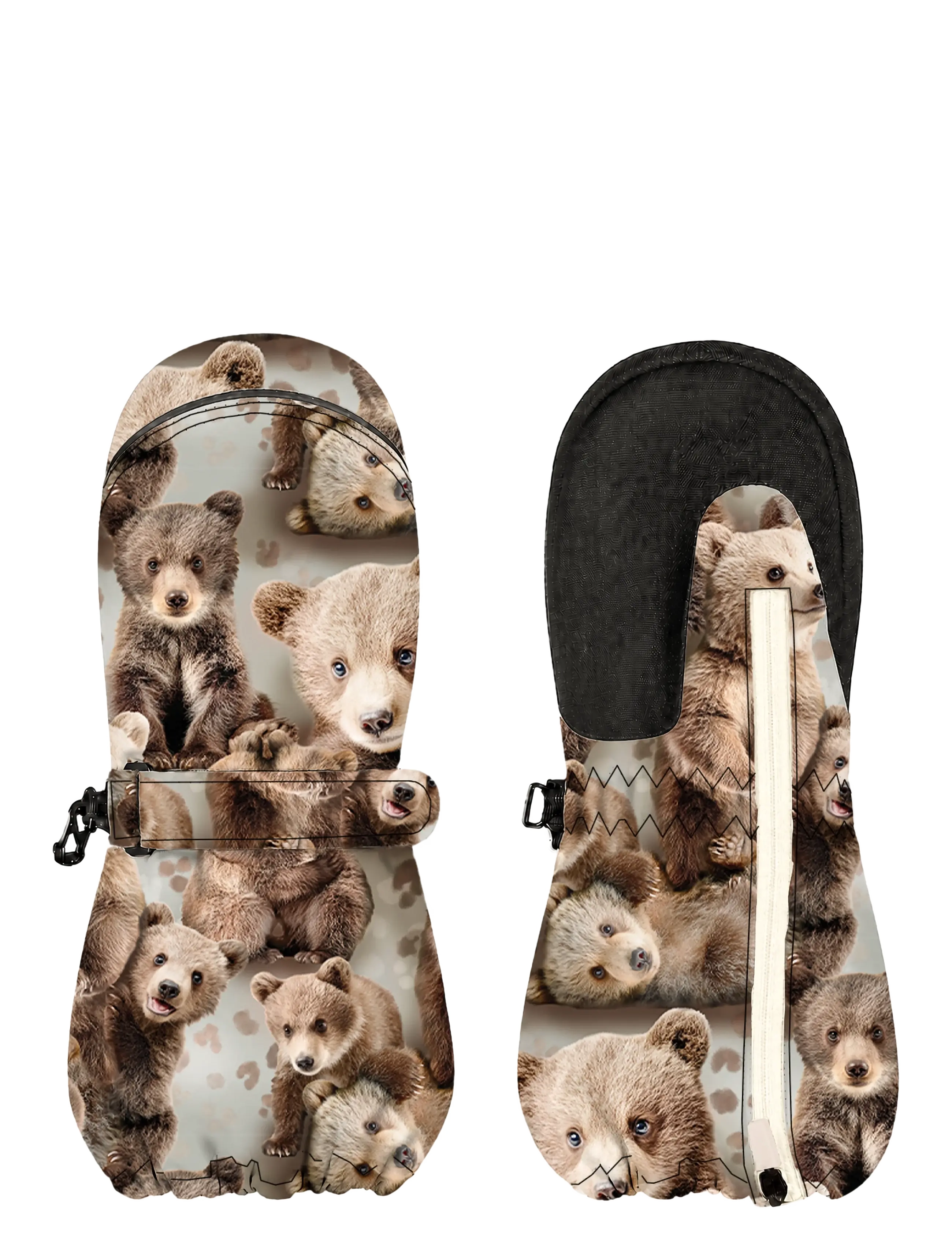 Gugguu Print Winter Gloves - Aksessuaarid - BEARS / brown